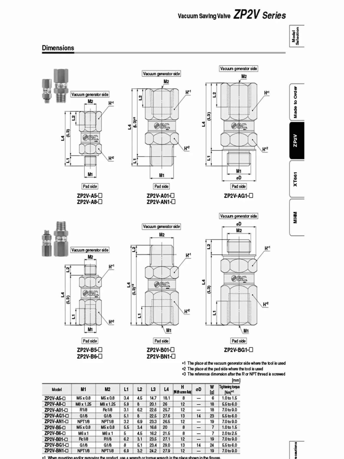 Válvula lógica de Mandril de vacío ZP2V-A5/A8-B5/B6/B01-03 05 07 10 Válvula de retención de Seguridad unidireccional ZP2V-A5W4/A01W6/AG1W6-03/05/07/10 | ZP2V-A01W6-10