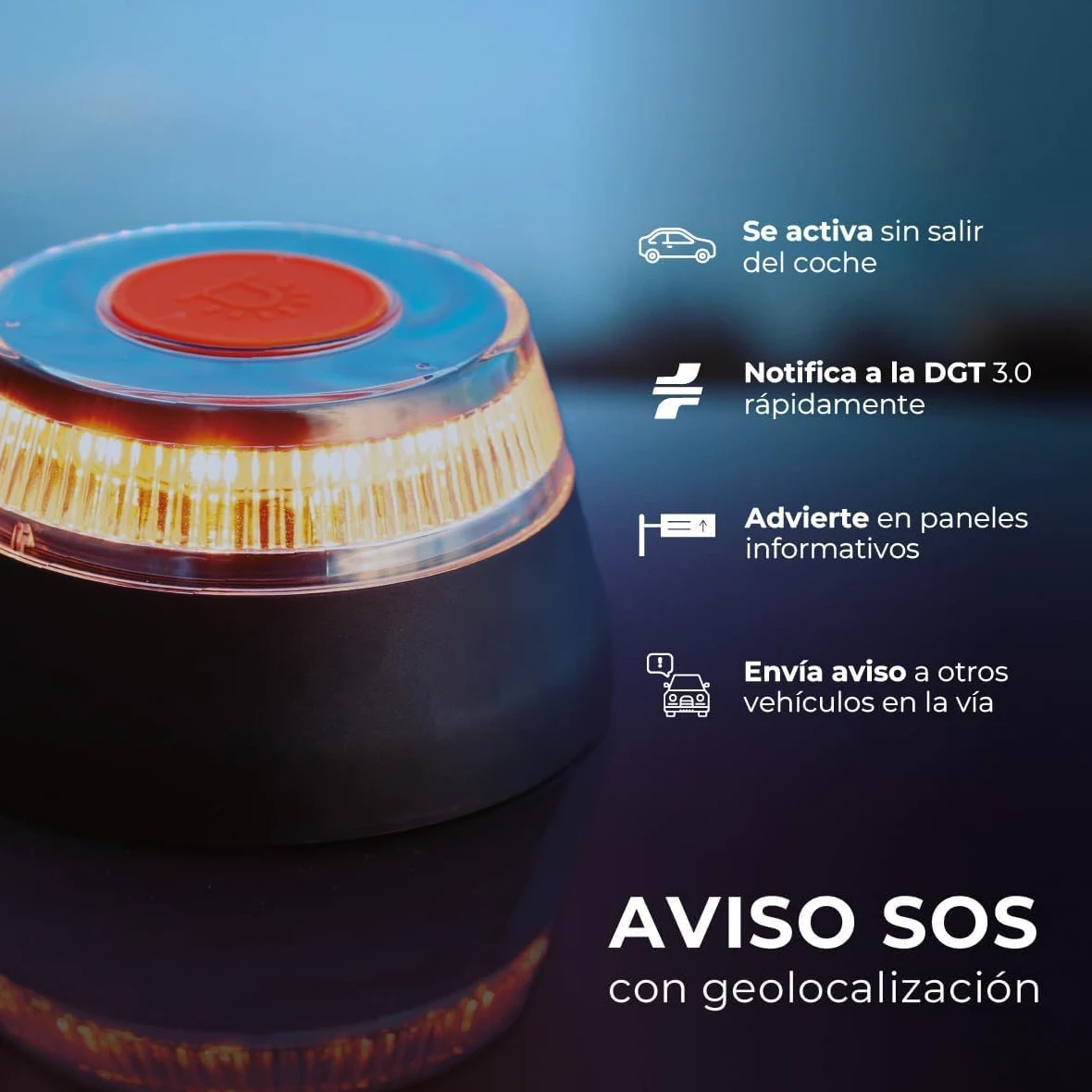 Luz Emergencia V16 Homologada DGT aprovada con Geolocalización, Baliza Coche Conectada DGT 3.0, Datos Incluidos hasta 2038, Kit de Emergencia para coche, obligatoria 2026!