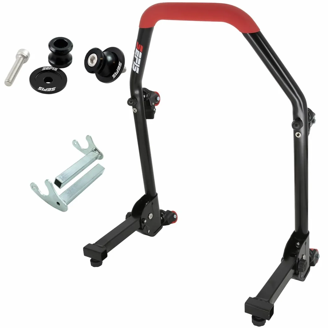SEFIS M20U - Juego de soporte para motocicleta + bujes prisma M8 para rueda trasera, elevador de moto, soporte de servicio trasero plegable (para BMW S1000RR / R/XR M1000RR / R/XR)