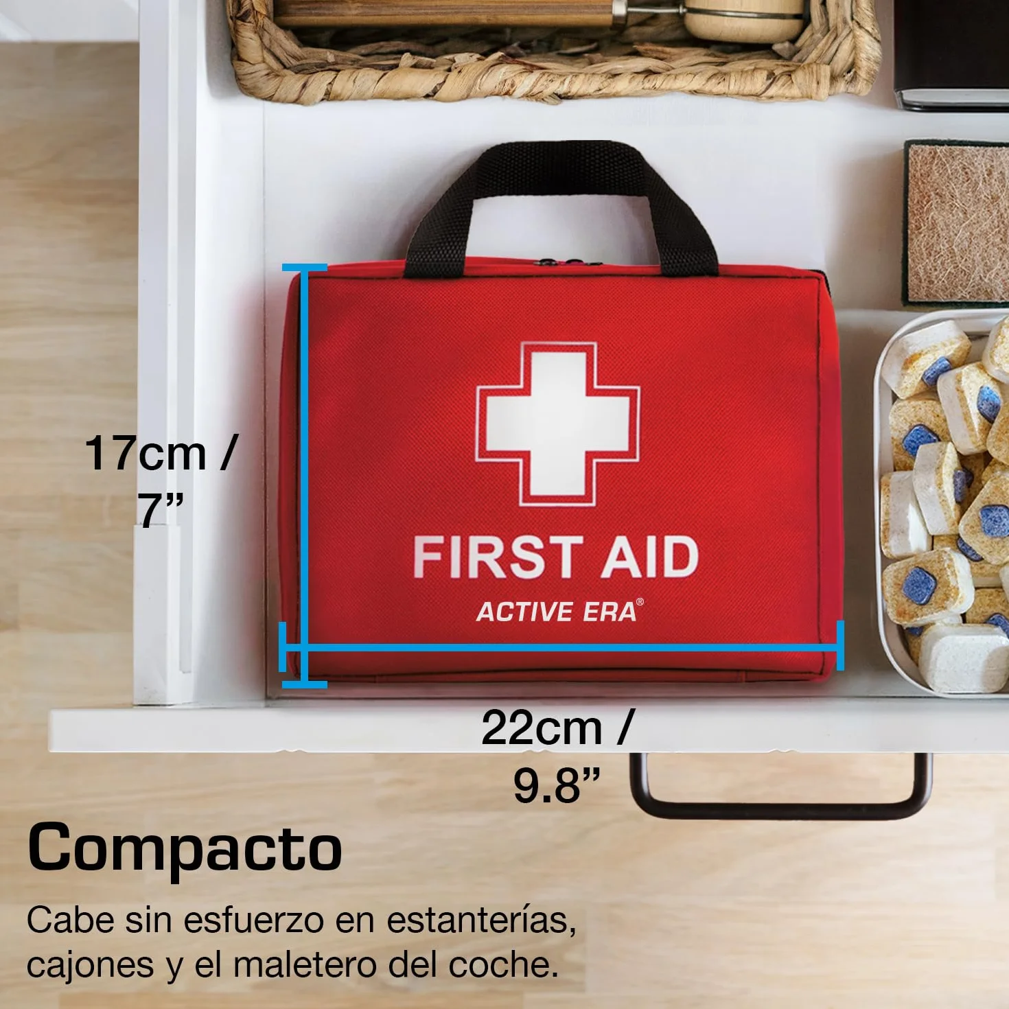 Active Era Botiquín Primeros Auxilios 90 Piezas Hielo Kit Lavado Ojos Manta Emergencia Hogar Coche