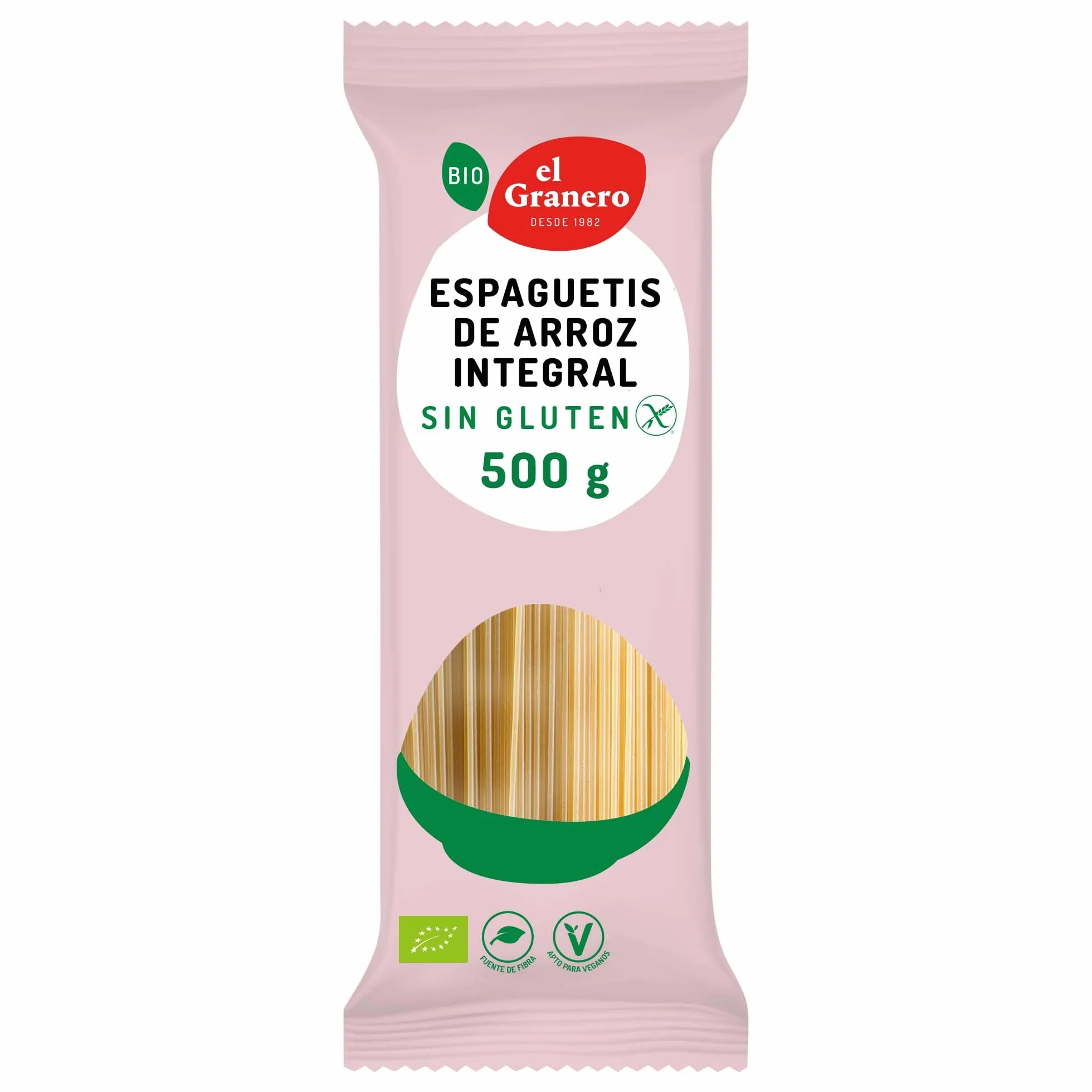 Espaguetis de Arroz Integral BIO El Granero Integral 500 g Sin Gluten Vegano