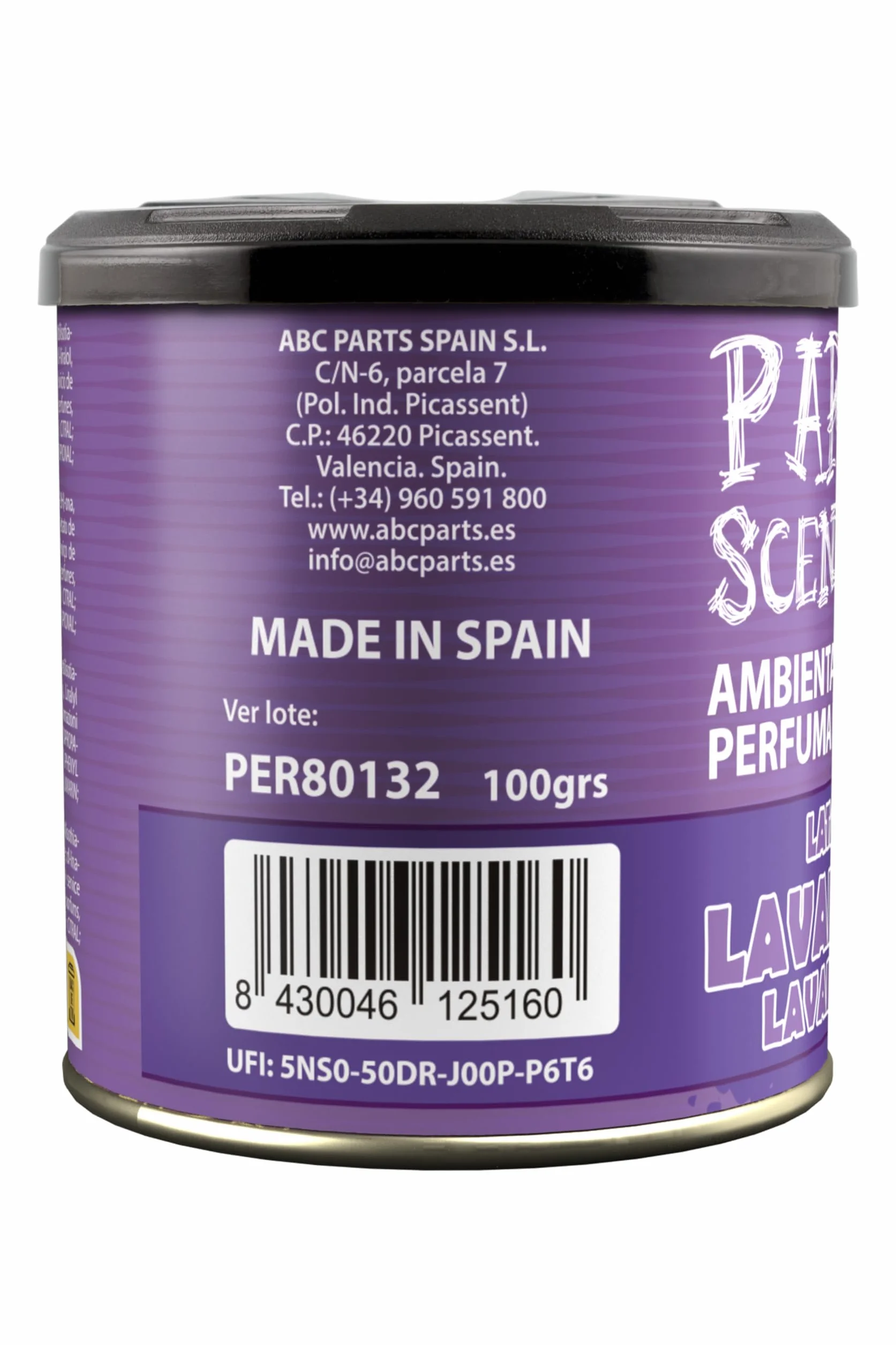 PARADISE SCENTS Paradise PER80132 Perfumador Lata Lavanda, Color Morado, 100 gr