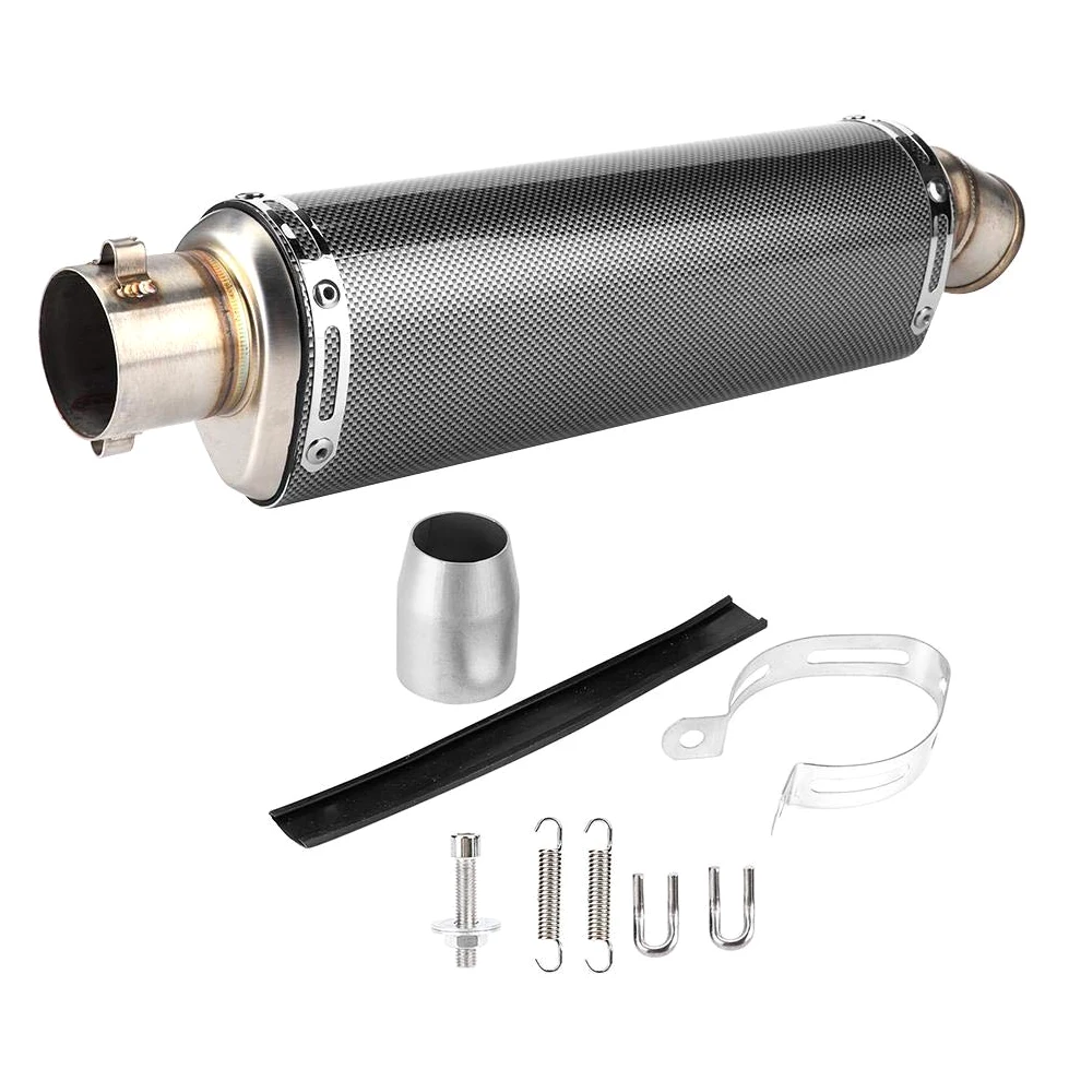 Akozon Tubo de Escape de la Motocicleta, U51mm/2in Universal Moto Scooter Tubo de Escape Accesorios de reemplazo de Textura de Fibra de Carbono Aptos para R3 R6 R15