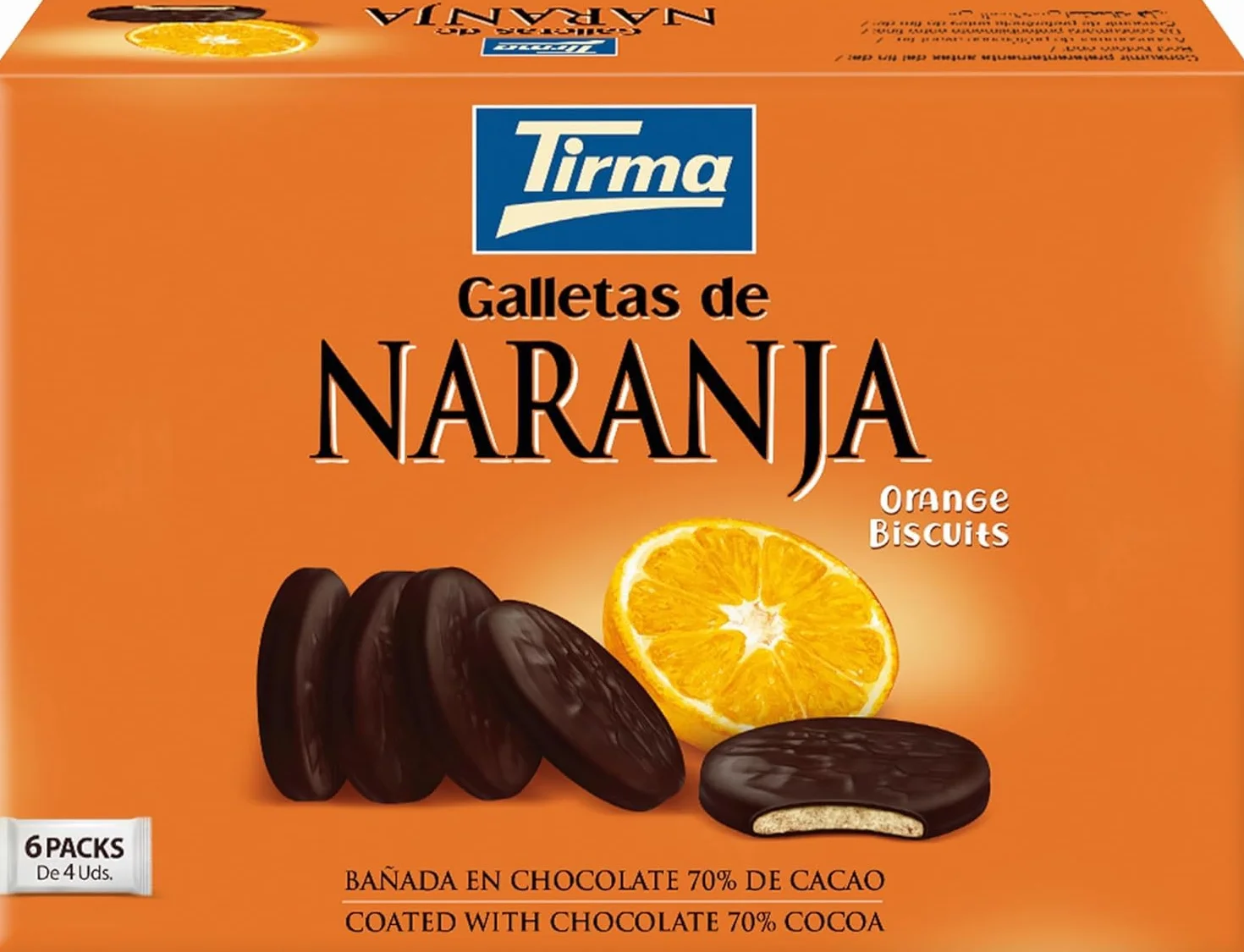 Tirma Galletas con Naranja Bañadas en Chocolate Negro 200g 70% Cacao