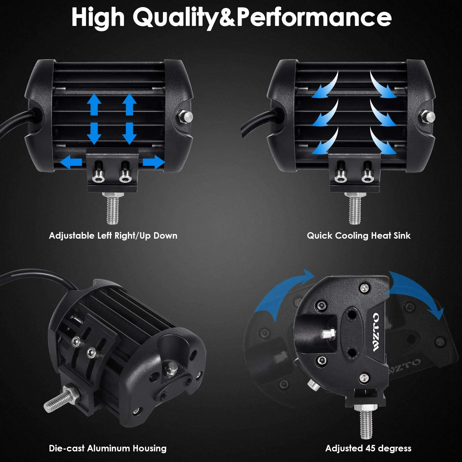 Focos LED Tractor, WZTO 2PCS 4" 300W 30000LM Luz de Trabajo Led 108 Luces Auxiliares Led,DC12~24V Offroad IP67 Luz de Marcha Atrás Impermeable Para Motocicleta Todoterreno,Tractor,Camión,SUV,UTV