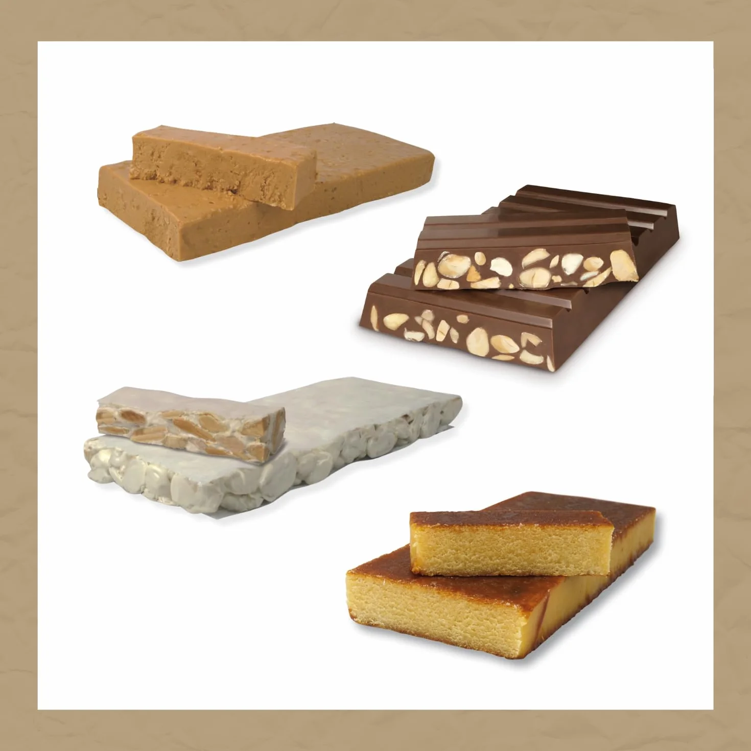Turrones Artesana 4 Gustos 0% Azúcares Añadidos 300g Pack