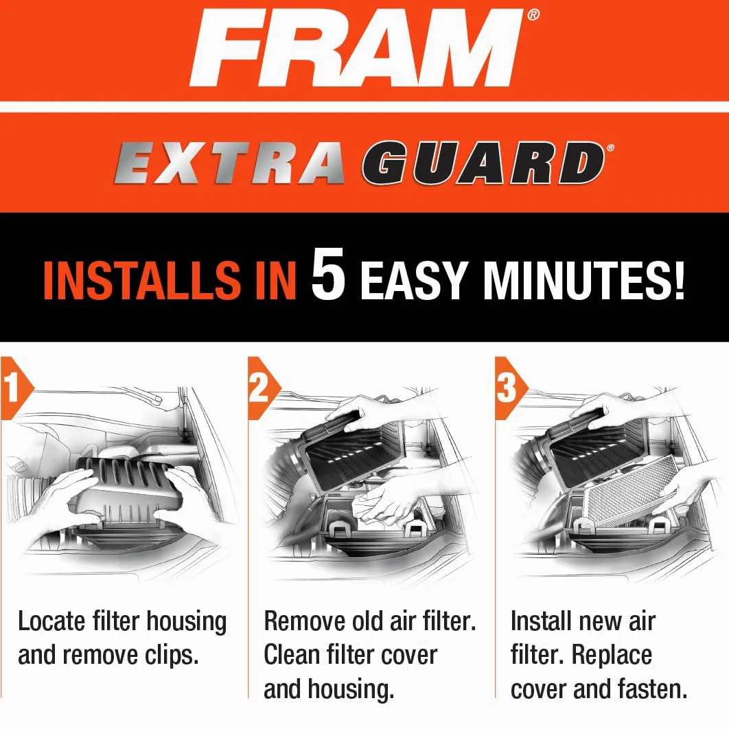 FRAM Filtro de aire de motor de plastisol redondo Extra Guard, fácil de instalar con protección avanzada del motor y rendimiento óptimo, CA7351
