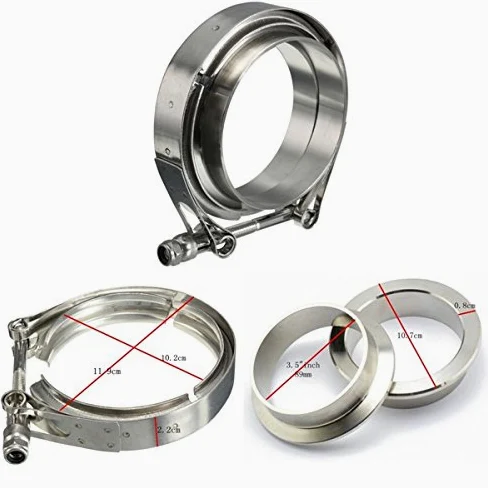 3,5 Pulgadas V-Band Abrazadera con Bridas Turbo Extractor Intercooler Abajo Tubería Inoxidable 89M
