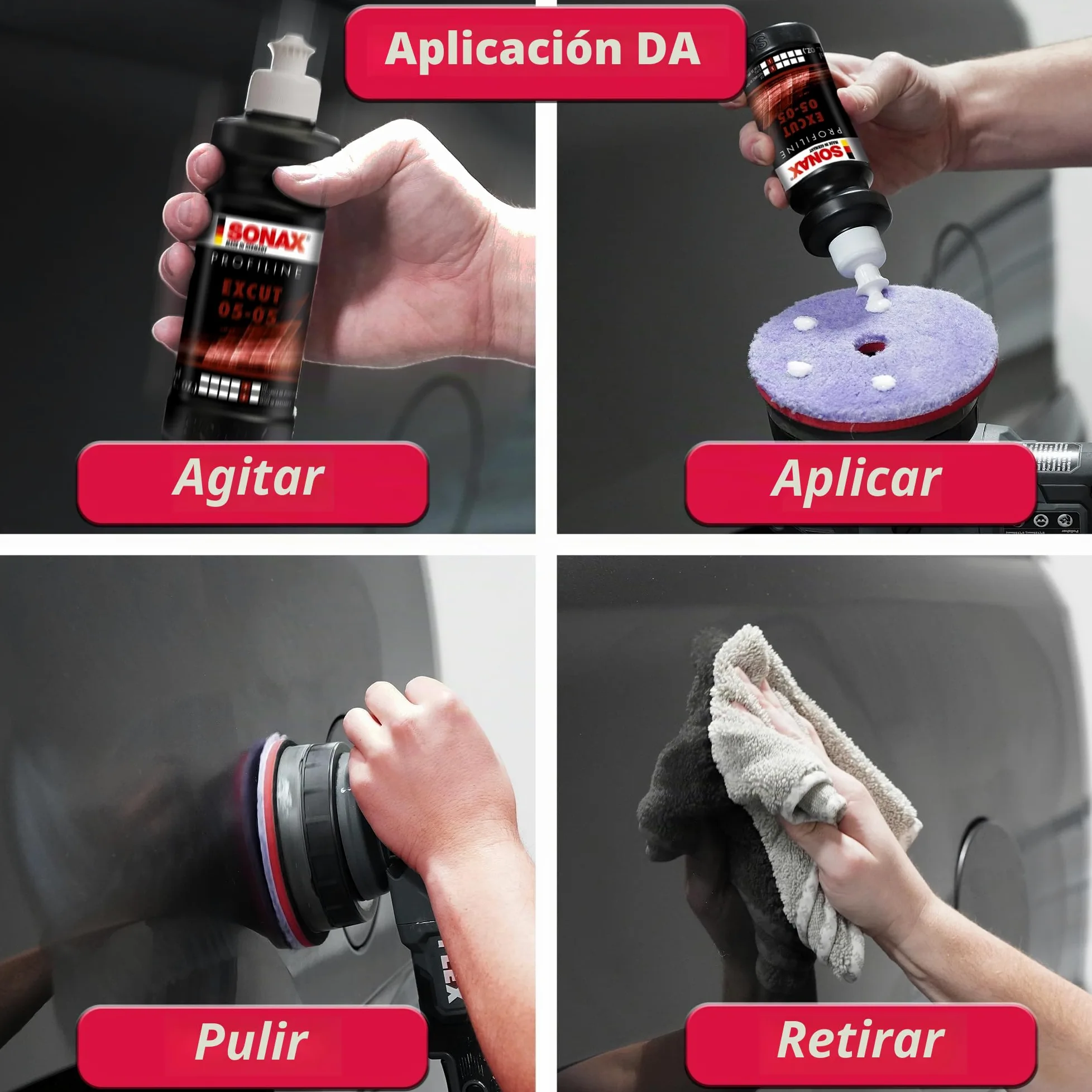 SONAX PROFILINE ExCut 05-05 (1L) pasta de lijado abrasiva | Para pulidoras excéntricas en combinación con la almohadilla de lana híbrida. Elimina las zonas lijadas de hasta P1500.