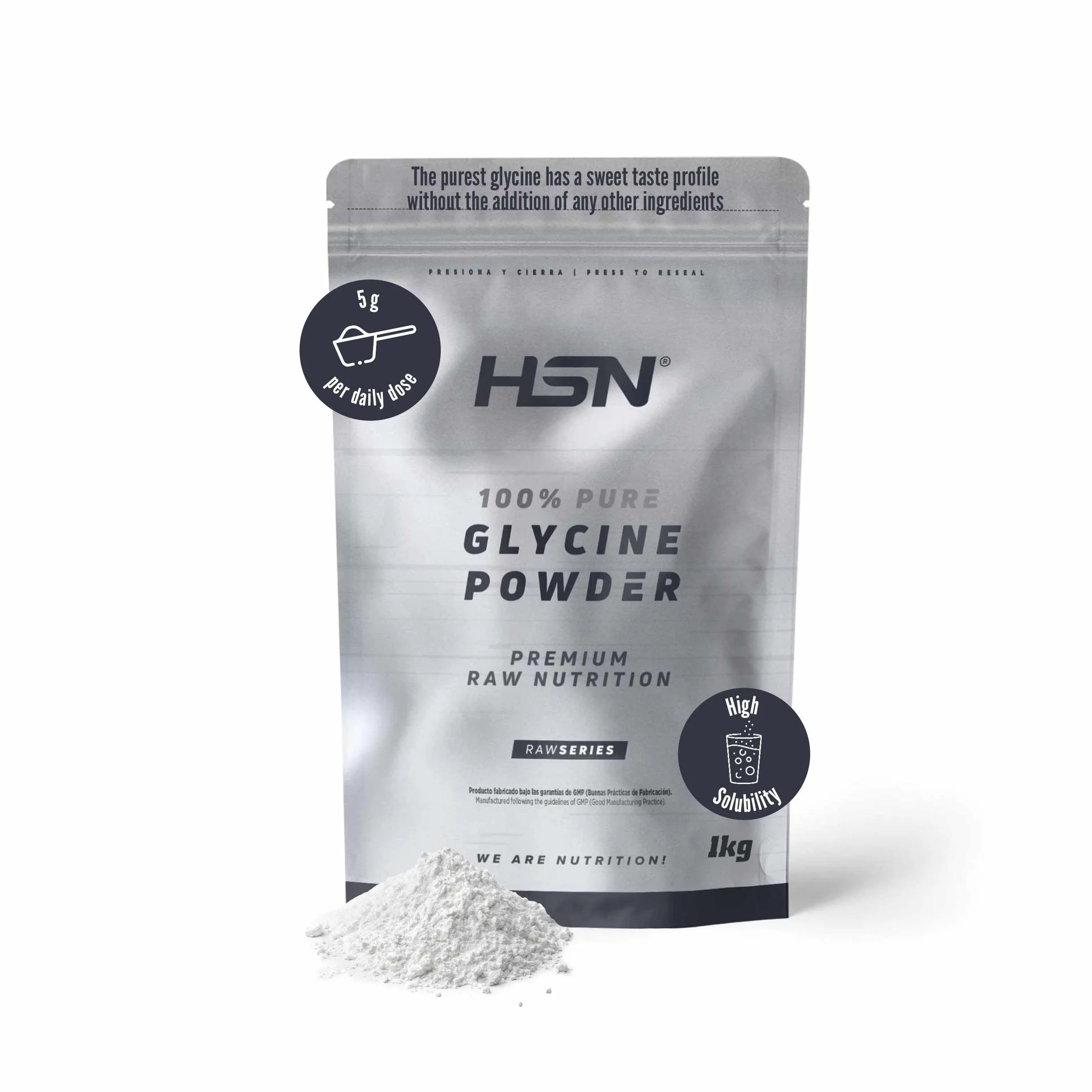 Glicina en Polvo 1Kg 100% Pura - Glycine Powder Sin Añadidos No-GMO Vegano Sin Gluten