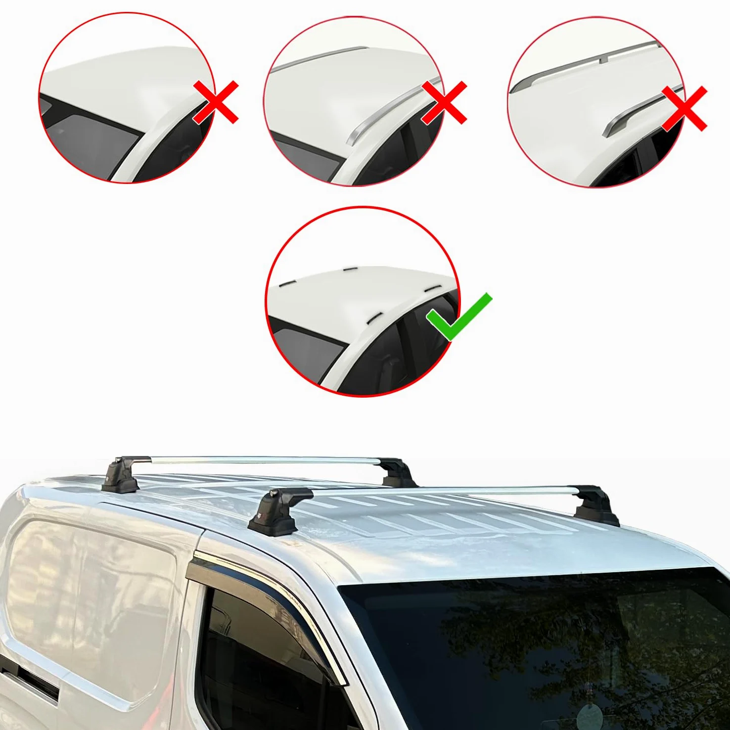 Compatible con Renault Kangoo 2 (X61) 2007-2021 Modelo Ace-3 Barra de Techo Auto Portaequipajes Barras Transversales Gris Aluminio 2 Barras