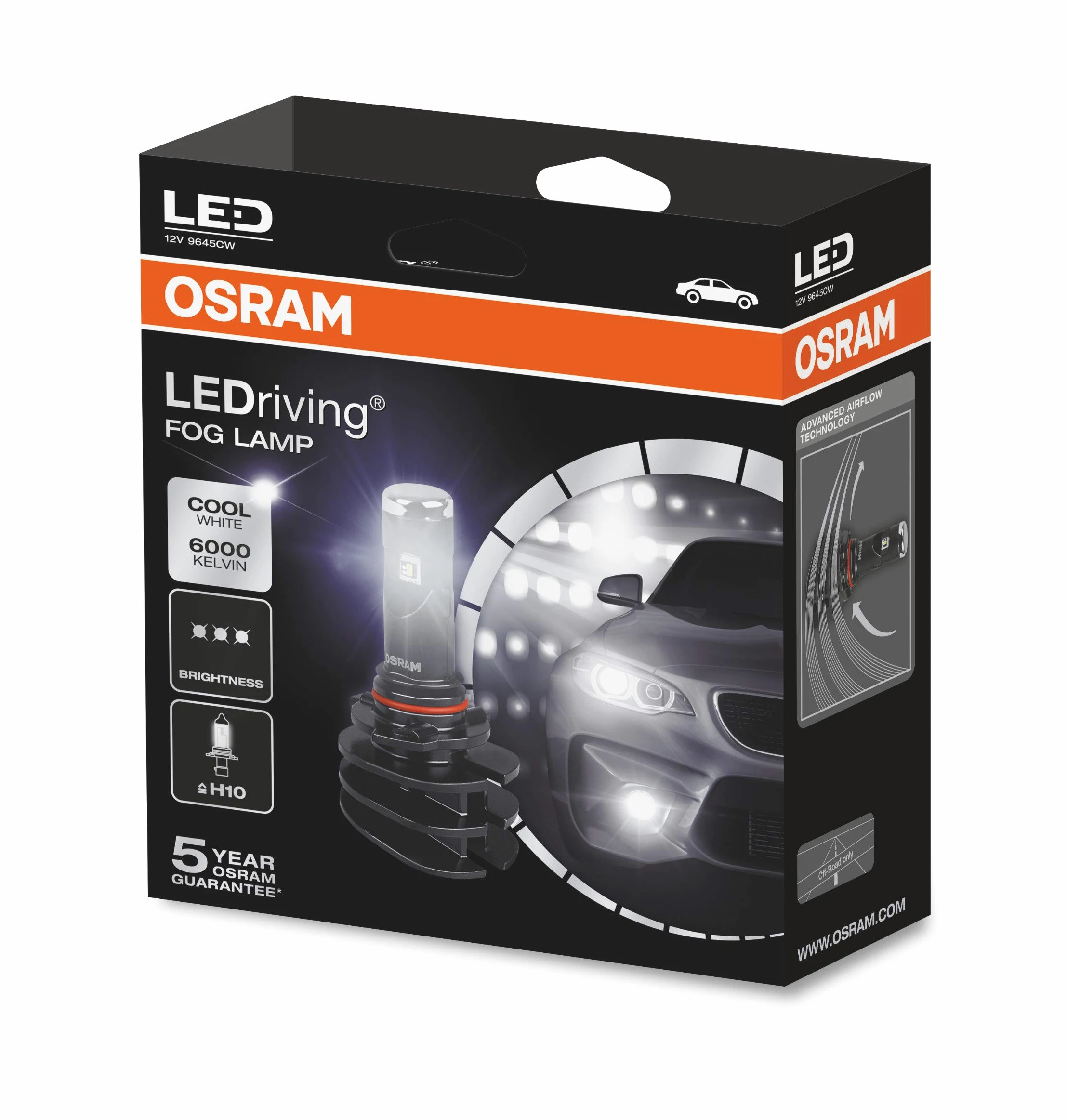 OSRAM LEDriving Fog Lamp H10, luz antiniebla con LED, 9645CW, 12 V, estuche (2 unidades)