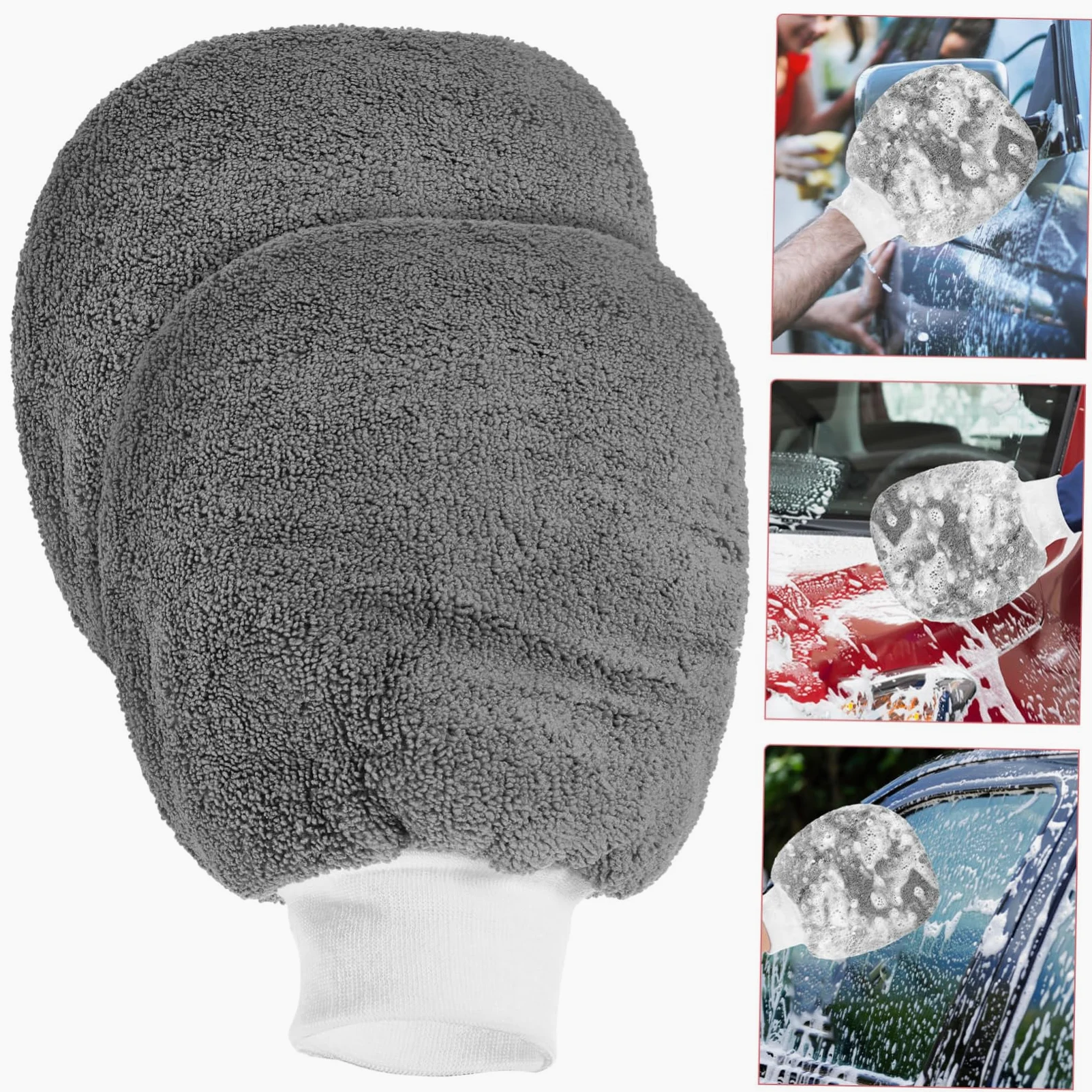 Didiseaon 5 Juegos Guantes De Lavado De Autos Guante De Lavado Auto Detallado para Auto Gel Guantes para Lavar Autos Guante De Lavado Exterior Fibra Extrafina Grey 2 Piezas * 5