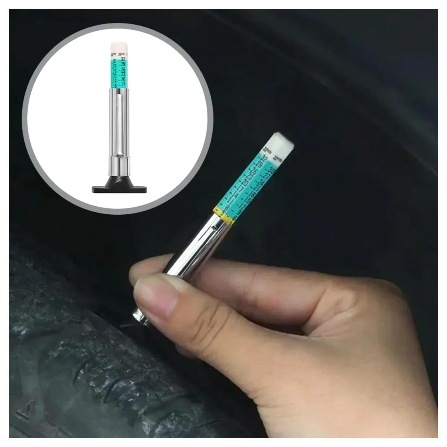 Medidor de profundidad Medidor de profundidad neumático coche, herramienta detección patrón espesor Digital, regla, pluma medidora, marca banda rodadura automática 25MM, 50 Uds,para coches(01)