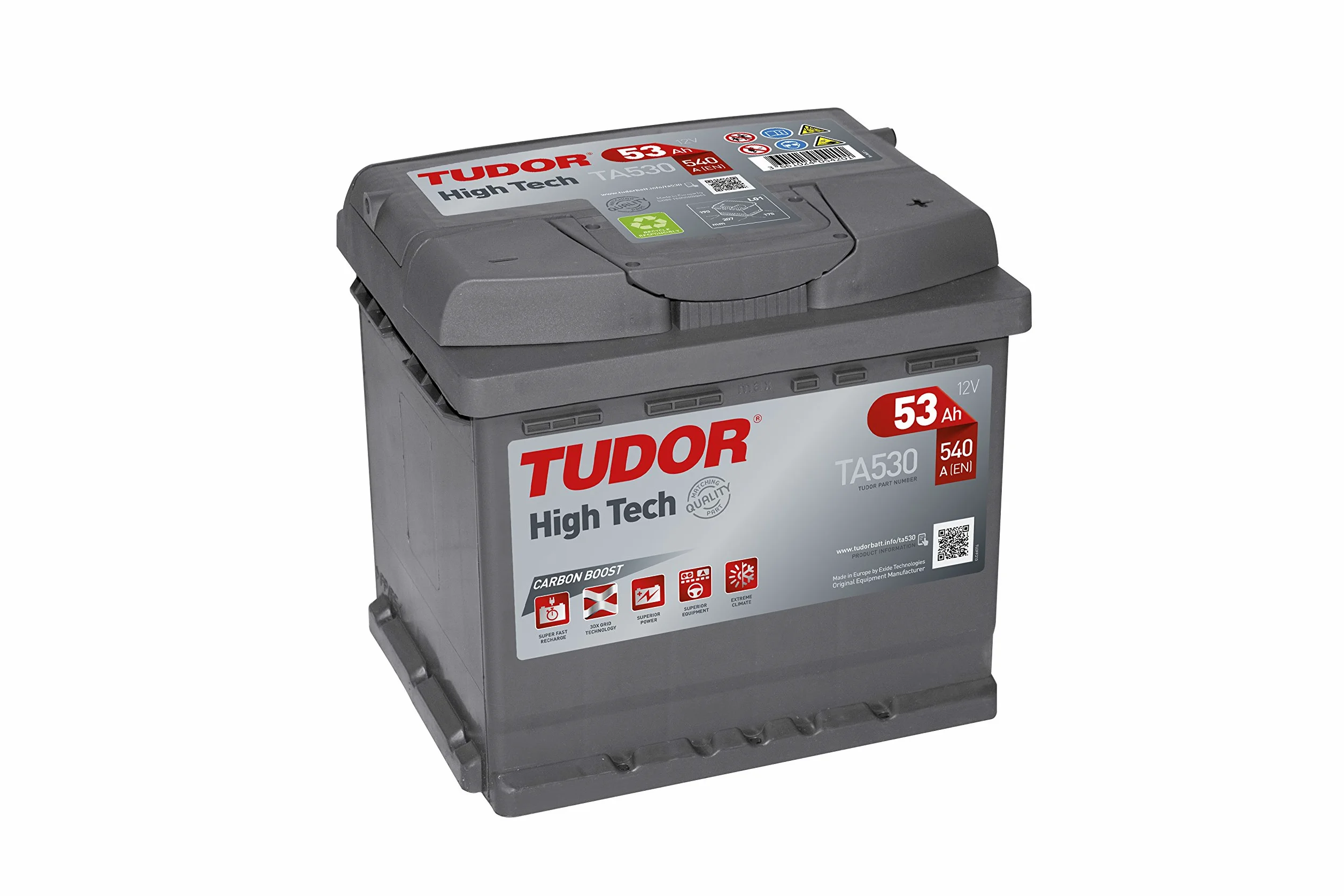 Tudor TA530 Batería de coche Tudor 53Ah 540A, Gama High Tech