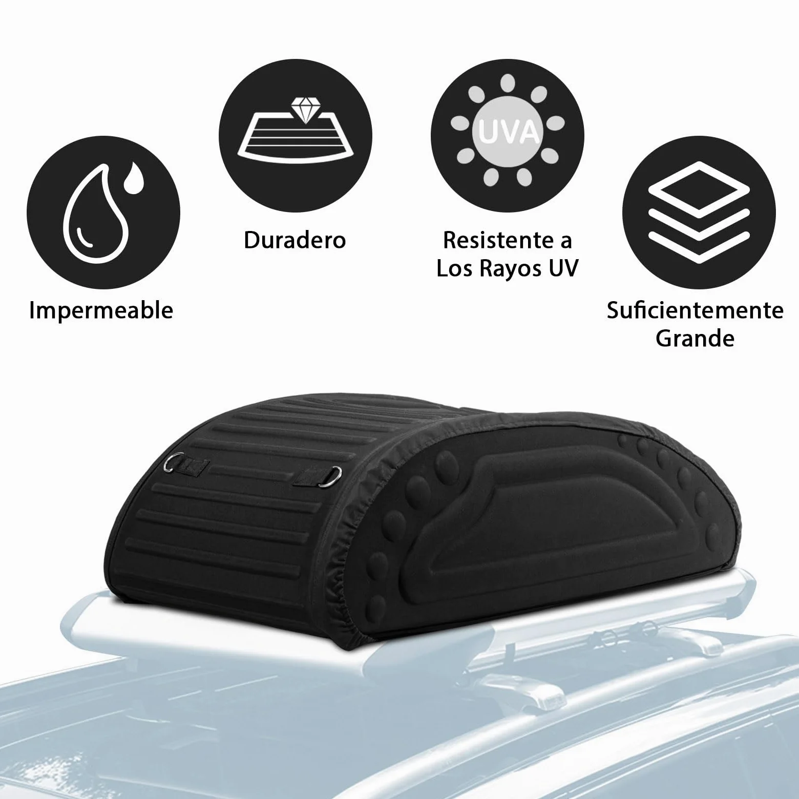 RELAX4LIFE Cofre Techo Coche Plegable 400L con 4 Correas Seguras y 4 Asas Robustas, Baul Coche Techo Impermeable con Bolsa Portaequipajes para Jeeps, Todoterrenos con/sin Portaequipajes, Negro