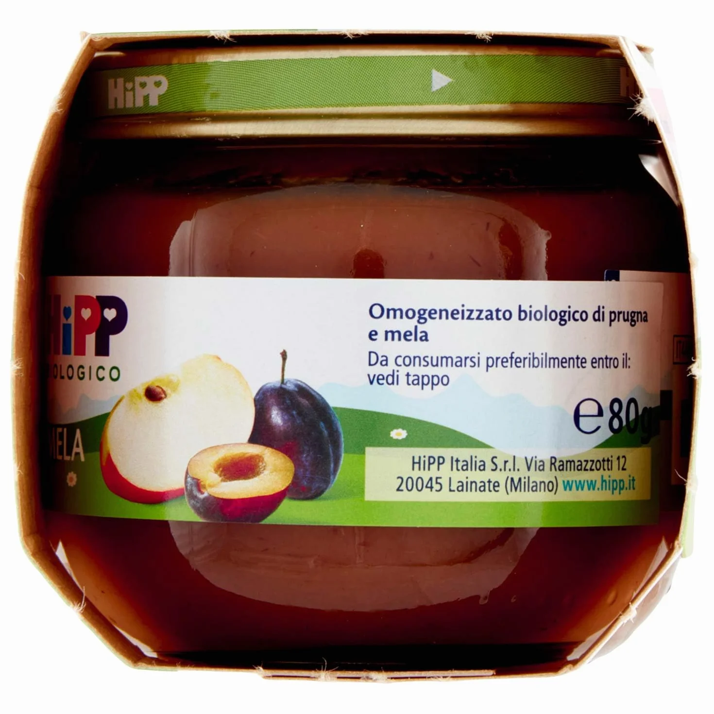 HiPP Omogeneizzato Biologico di Prugna e Mela 4+ Mesi, 2 x 80g