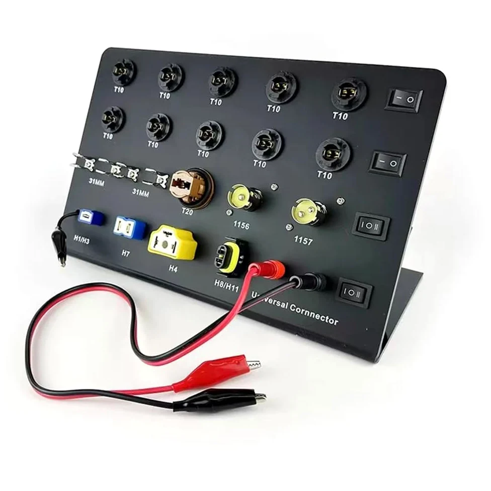 Tablero de Prueba de Faros de Coche, Bombilla LED de Xenón Hid T10 W5W Festoon C5W T20 7443 H1 H3 H7 H4 9005 Tester