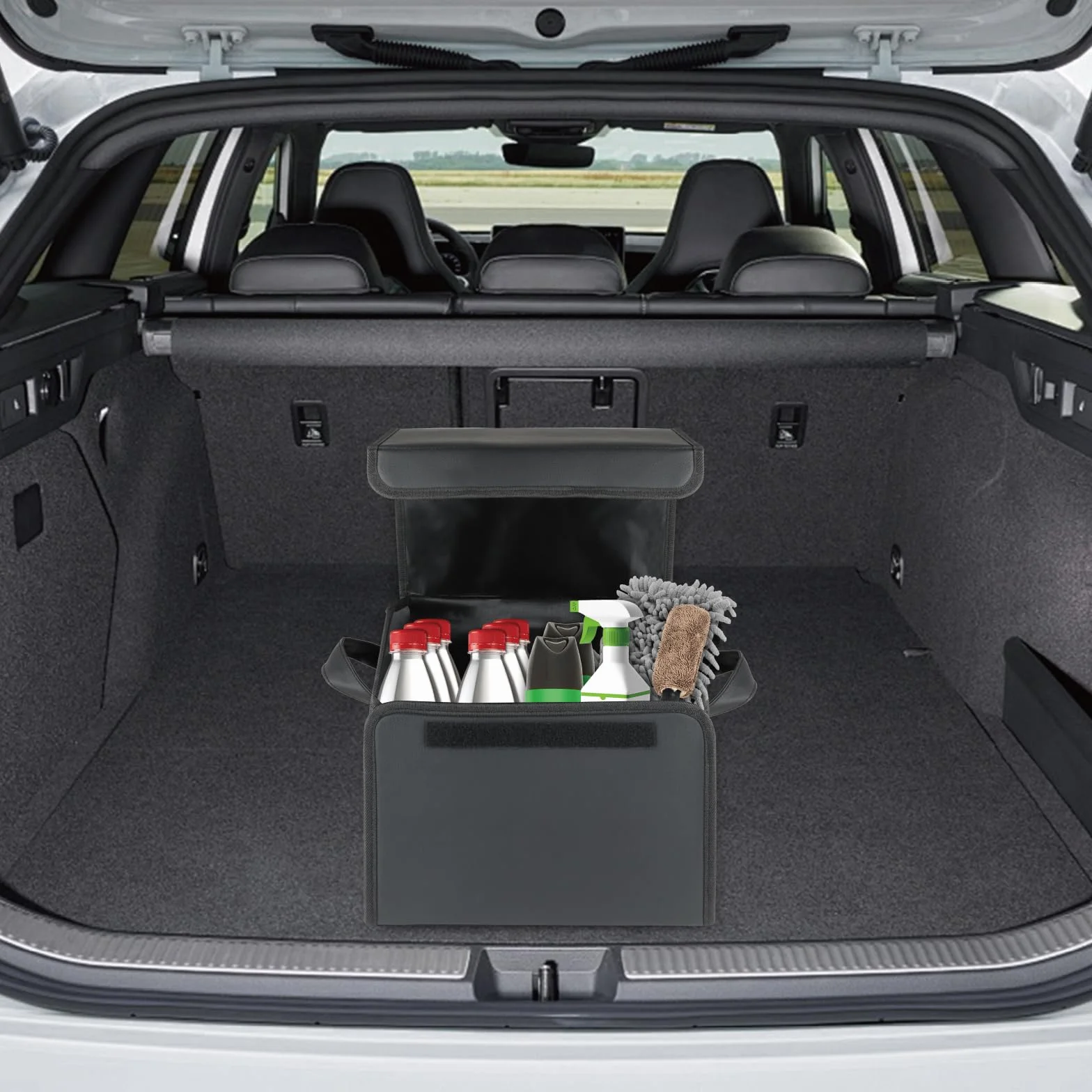 Organizador de Maletero Plegable de PU – Caja de Almacenamiento Multiuso para Coche, SUV y Camión – Gran Capacidad – Base antideslizante – Impermeable