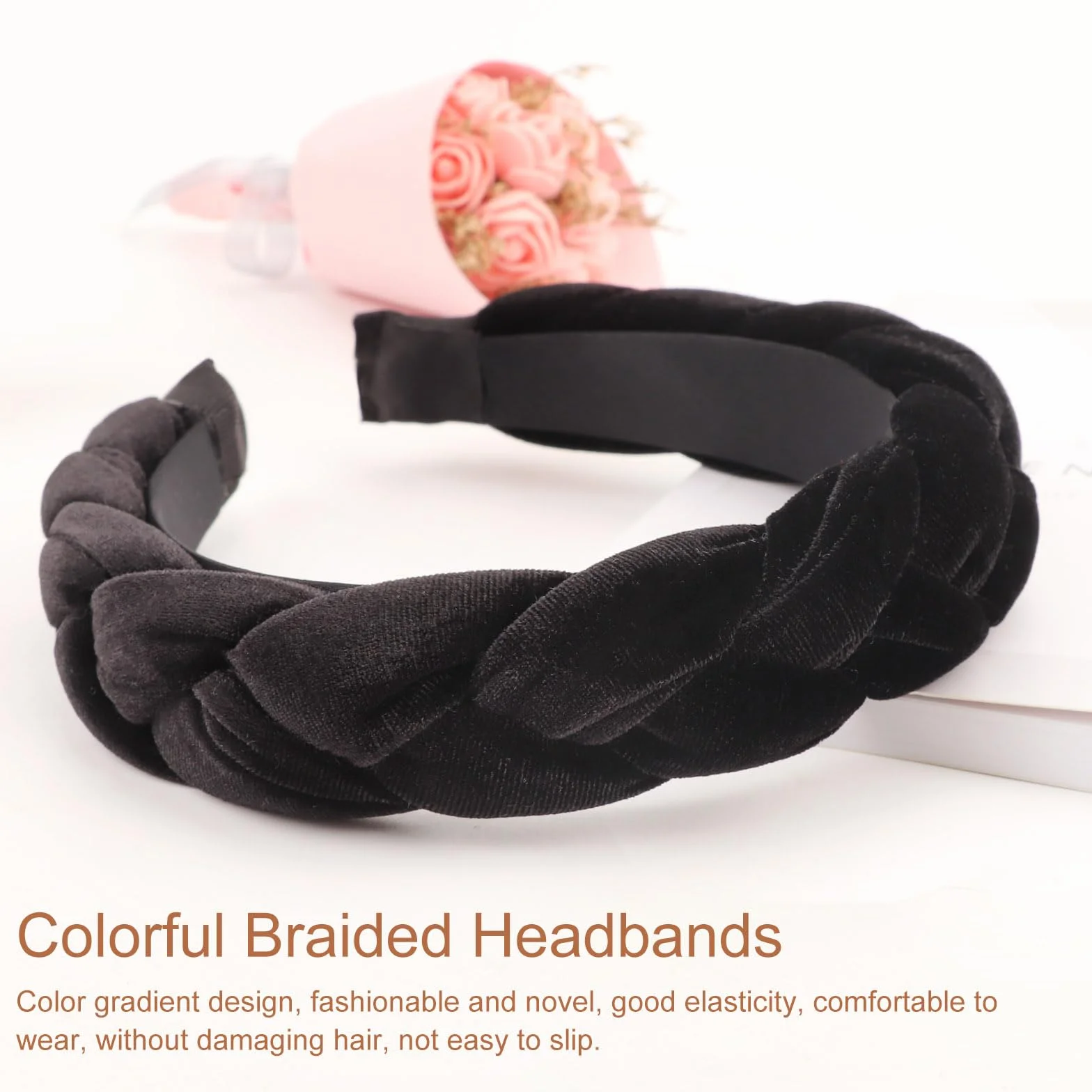 DRESHOW Diademas Trenzadas para Mujer Aro de Terciopelo Elástico Criss Cross Hair Bands