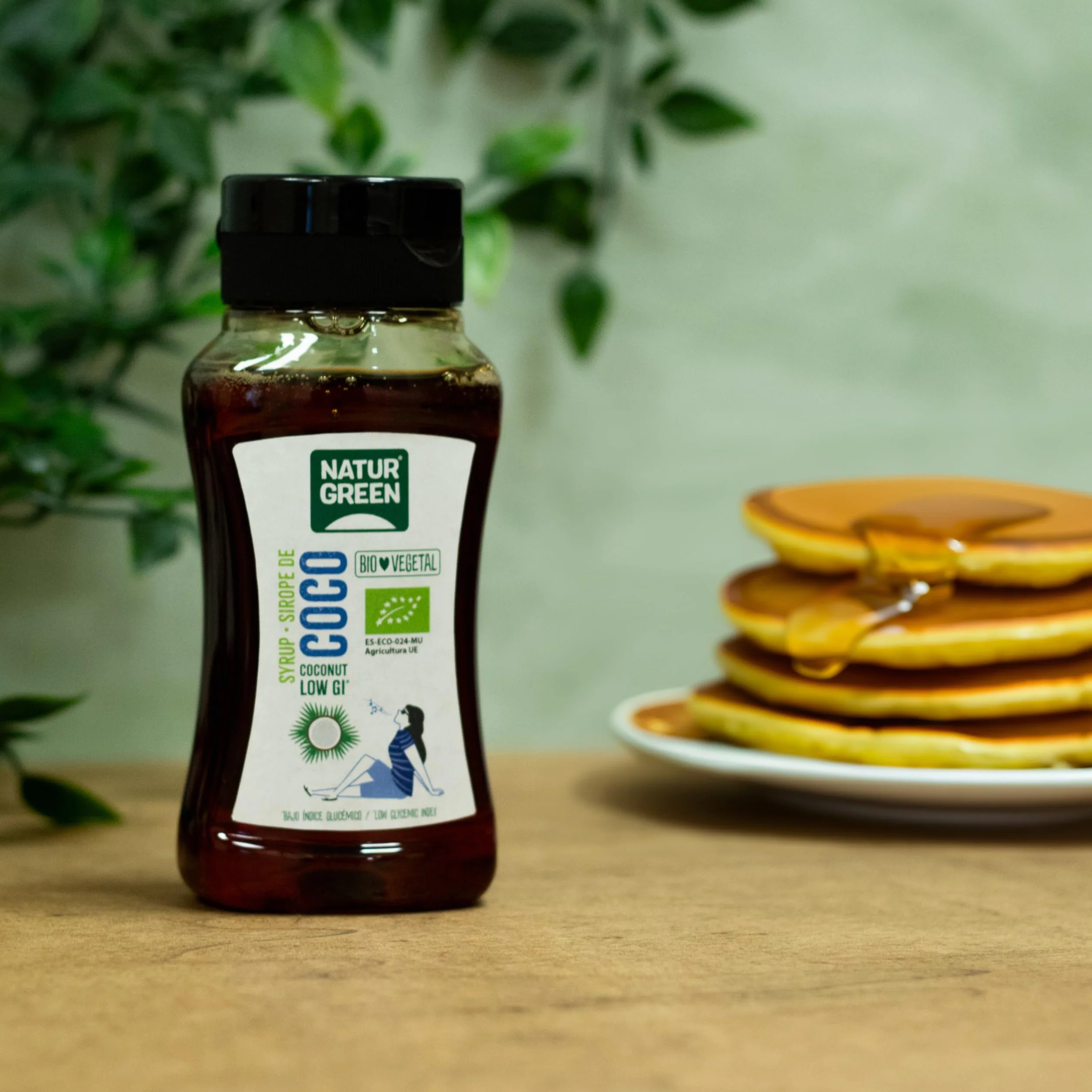 NaturGreen Sirope de Coco BIO Jarabe de Coco Dark Ecológico Bajo Índice Glucémico Edulcorante Vegano Sin Gluten - 255 ml/350g