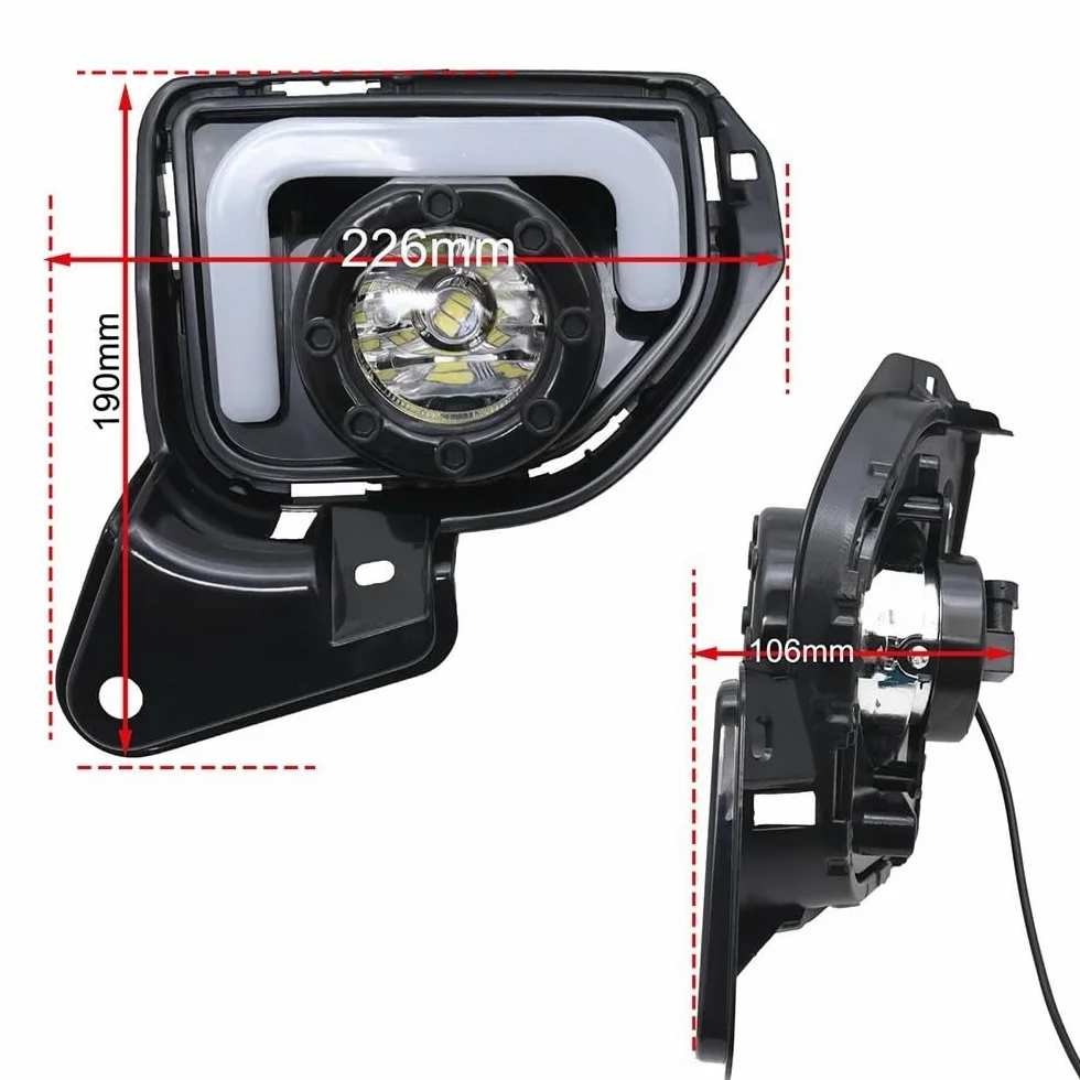 Antiniebla Luces Diurnas LED DRL Conjunto Faros Antiniebla Para TOYOTA Para HIACE Para COMMUTER 2014 2015 2016 Cables Interruptores Intermitentes