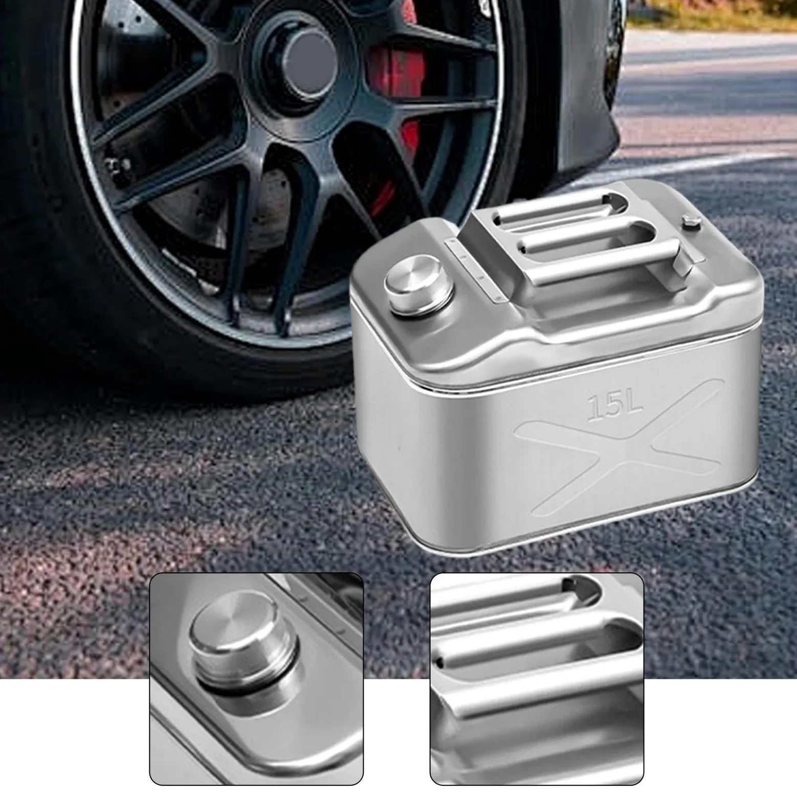 Oshhni Bidón de Agua, para Camping, Acero Inoxidable, Depósito Metálico de Gran Capacidad, Bidón de, 15l