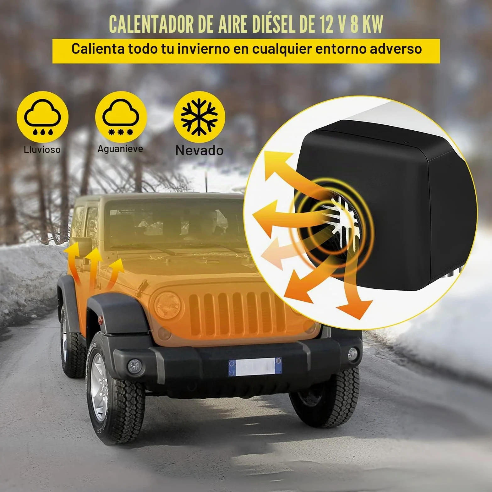 FlowerW Calentador de Aire Diesel 12V 8KW Calentador de Combustible Calefacción Estacionaria Diesel Calentador Coche Diesel con Interruptor LCD, Blanco y Negro