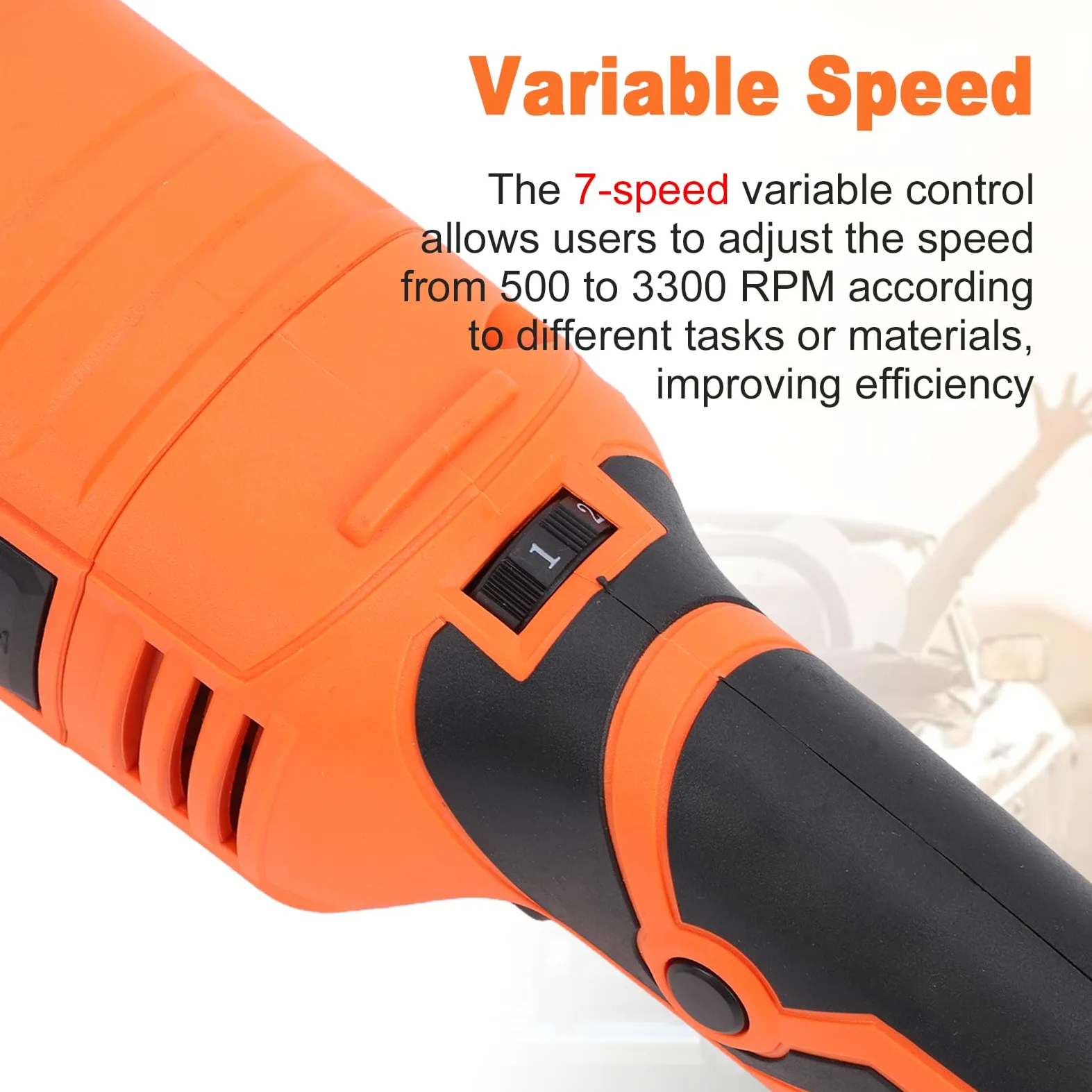 Karlak Pulidora de Coche Pulidora 1580 W 7 Velocidades 500 a 3300 RPM 150 Mm 2 Manijas Motor de Cobre bajo Ruido para Piso Automóvil Muebles Metal Mármol (Enchufe europeo 220V)