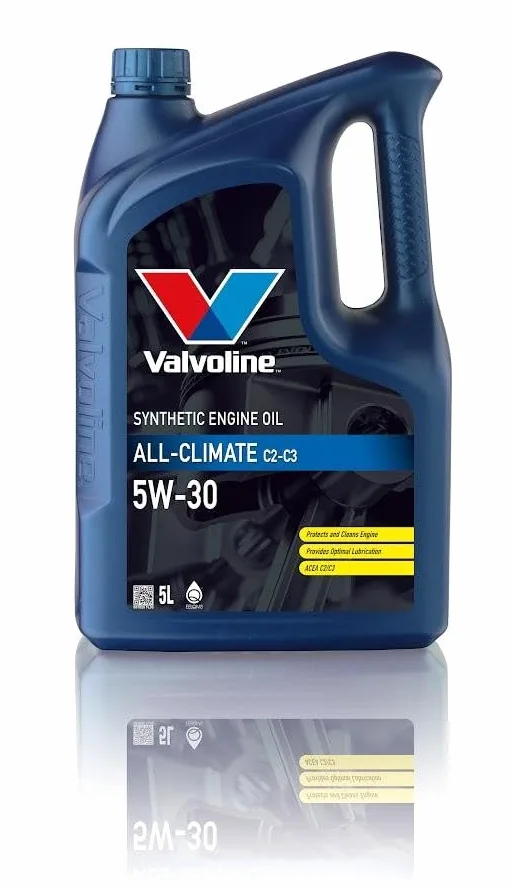 Valvoline Aceite de motor 5W-30 All-Climate Aceite completamente sintético aceite ACEA C2 ACEA C3 API SN C2/C3 5L Compatible con VW Polo V Hatchback 6R1, 6C1 up! Hatchback 121, 122, BL1, BL2, BL3, 123
