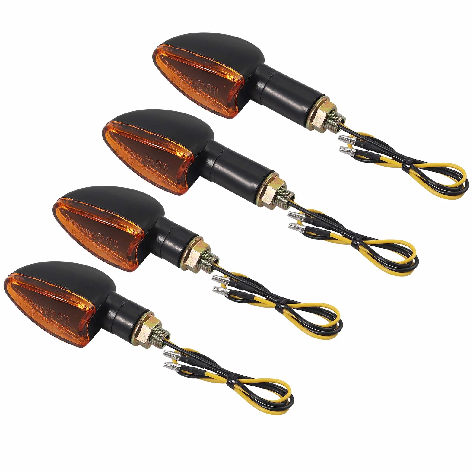 Justech 4PCs 10W Intermitentes para Moto Homologados de E-Marked E50 12V Luces de Señal de Giro Impermeable IP65 de 2 Cortos y 2 Largos Ámbar Bombillas de Indicador para M10 Motocicleta Scooter