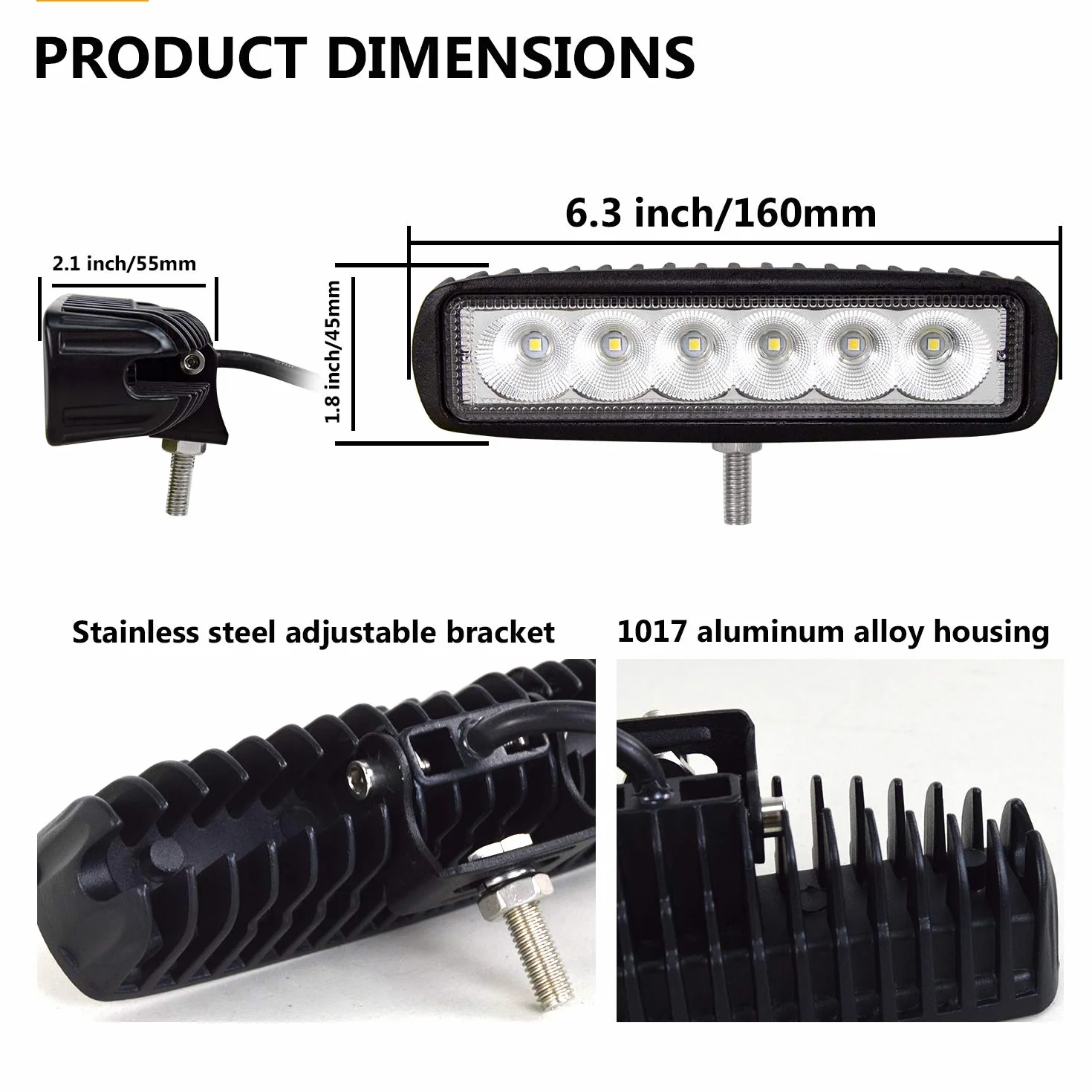 Willpower Led Tractor Faros de Trabajo 12V 24V IP67 Impermeable 6000K 15cm 18W
