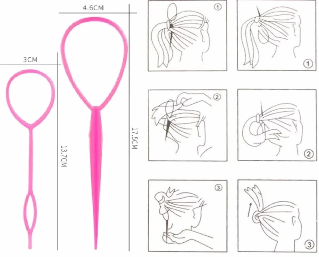 Horquillas para el pelo para trenzas juego de 2 unidades (ROSA FUERTE)
