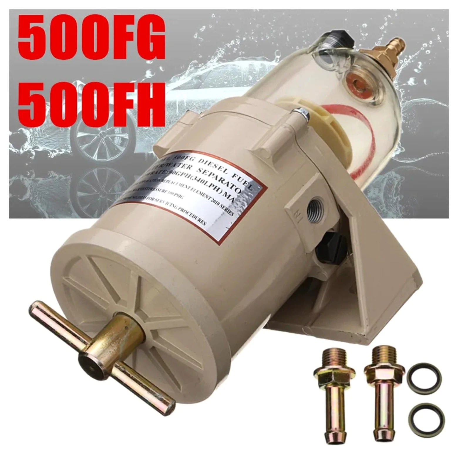 Filtro de Motor 500FG 500FH, Separador de Combustible, Aceite y Agua con Elemento filtrante 2010PM, Tubo de calefacción de 12 V/24 V, 2021