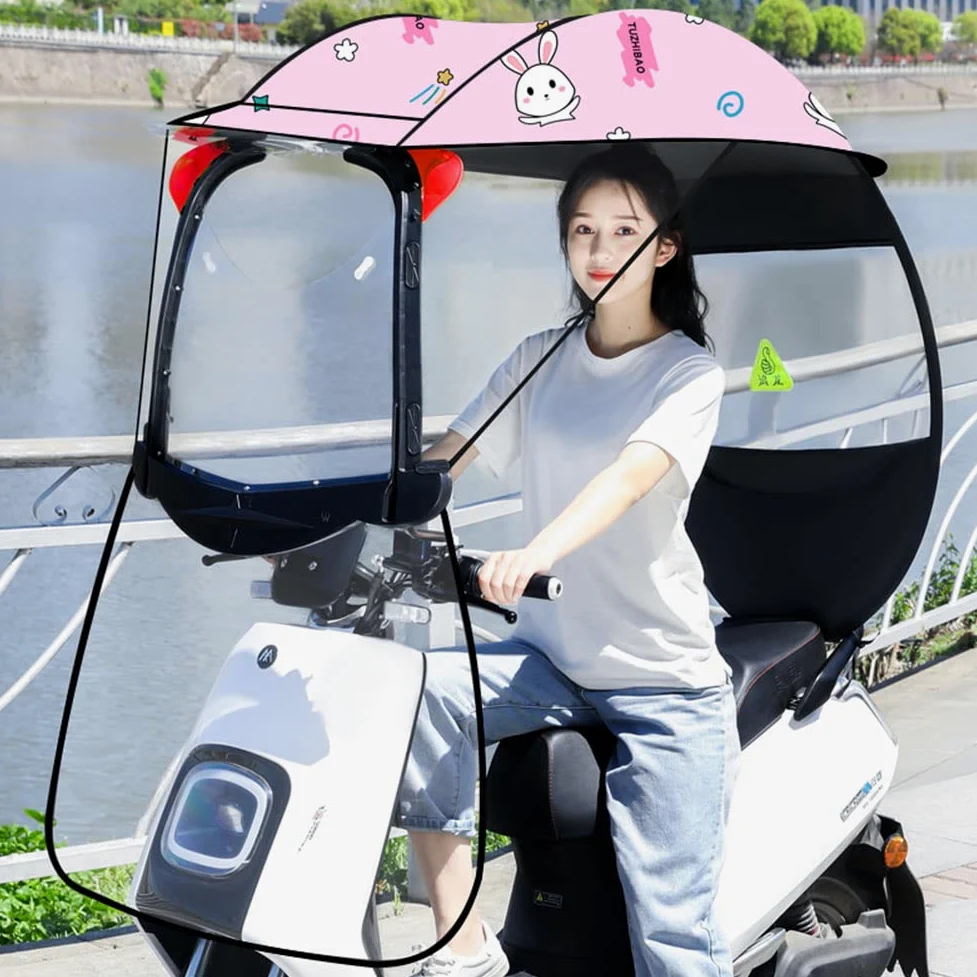 Cubierta de parasol para motocicleta eléctrica, cubierta transparente para automóvil eléctrico, cubierta para scooter de movilidad, protección contra el sol, la lluvia y el viento, cubierta universa