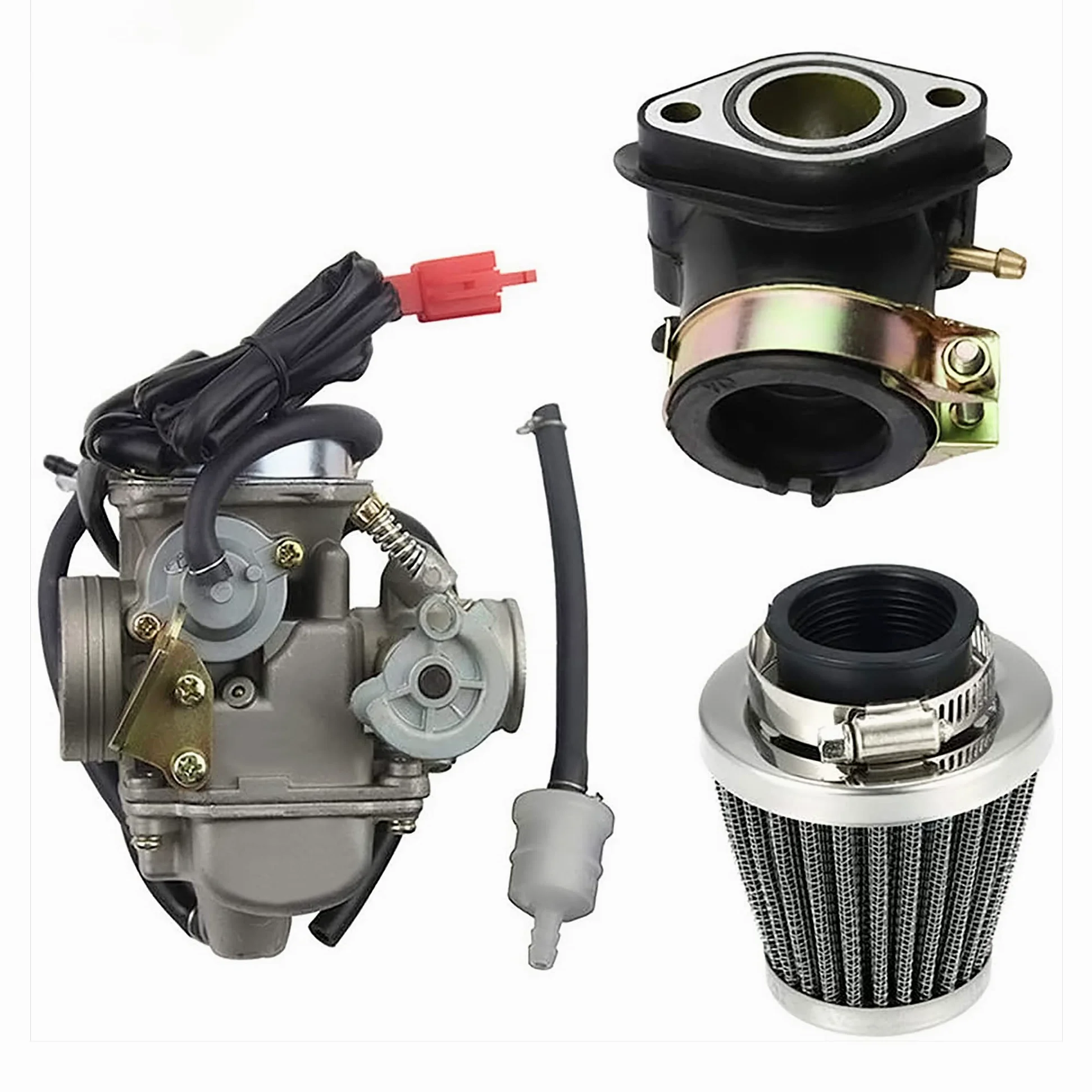 WOOSTAR PD24J Carburador 42mm Filtros de Aire Admision Aire Tubo Reemplazo para 4 Tiempos GY6 125cc 150cc Taotao Go Kart Scooter 152QMI 157QMJ Motor