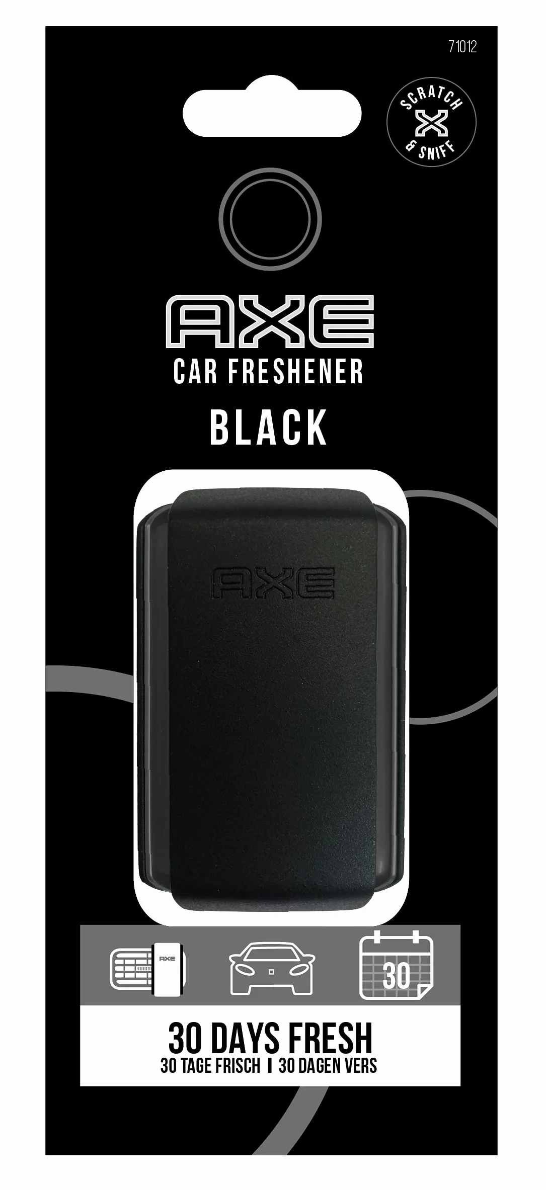 AXE Ambientador de Coche para Rejilla - 30 Días de Frescura Intensa con Fragancia Black - Diseño Elegante, Discreto y Duradero para un Viaje Refrescante y Sofisticado