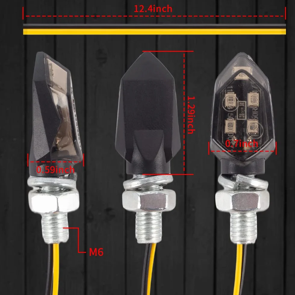 4PCS Intermitentes Moto Homologados ECE R50, Mini Indicadores Universal para Motocicletas de 12V, Luces de Señal de Giro Ámbar, Impermeables IP65, Compatible con Rosca M8