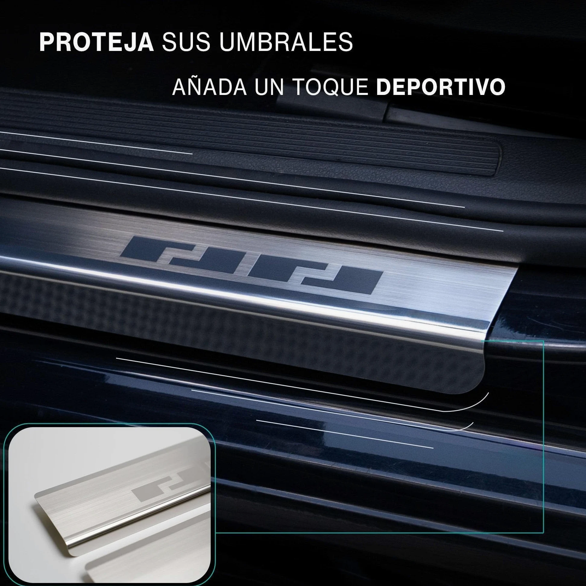 CHROMEMASTER | Protector de Umbral de Puerta Compatible con Mazda CX-5 II 2017-2024 | Acero Inoxidable; Protección Antirrayaduras para Umbral - Accesorio de Coche Adhesivo - Juego de 4 Piezas