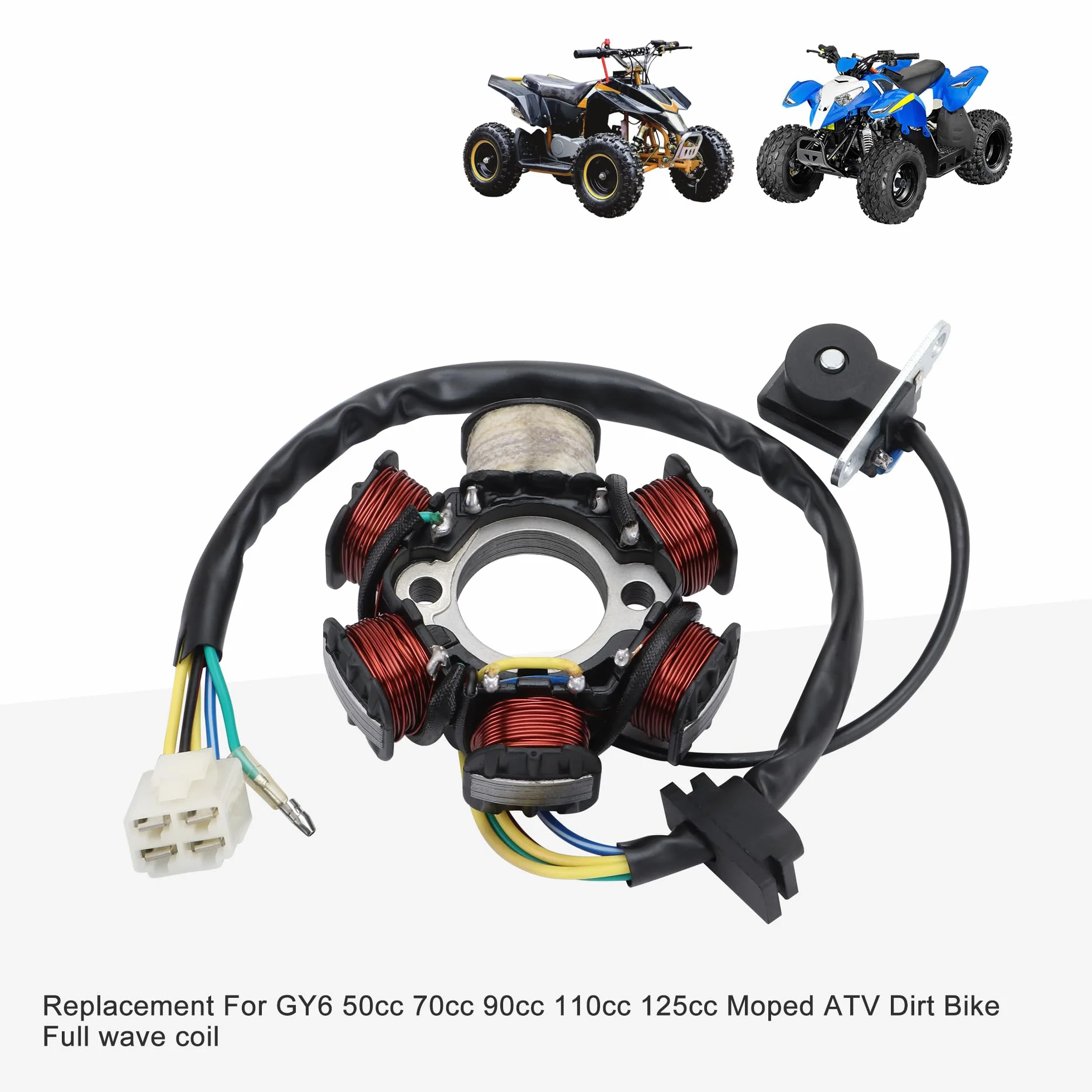 GOOFIT Generador de Encendido de Magnetoestador de 6 Bobinas Reemplazo para GY6 50cc 70cc 90cc 110cc 125cc Motocicleta ATV Bicicleta de Suciedad Bobina de Onda Completa