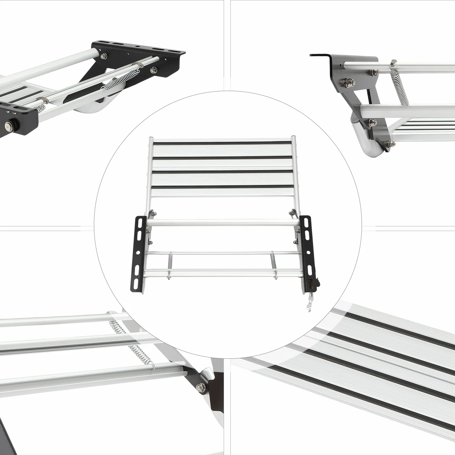 Escalón manual de aluminio para autocaravana (sin iluminación) | Escalón de camping plegable con goma antideslizante y capacidad de carga de 150 kg | perfecto para caravanas | remolque