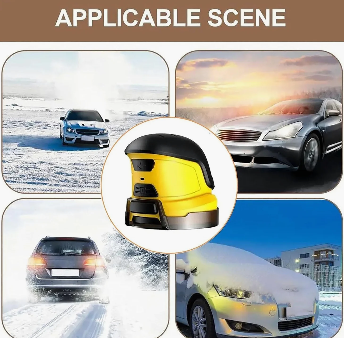 Rascador de hielo inalámbrico | Removedor de nieve recargable por USB para parabrisas de coche | Disco giratorio para una rápida limpieza de nieve