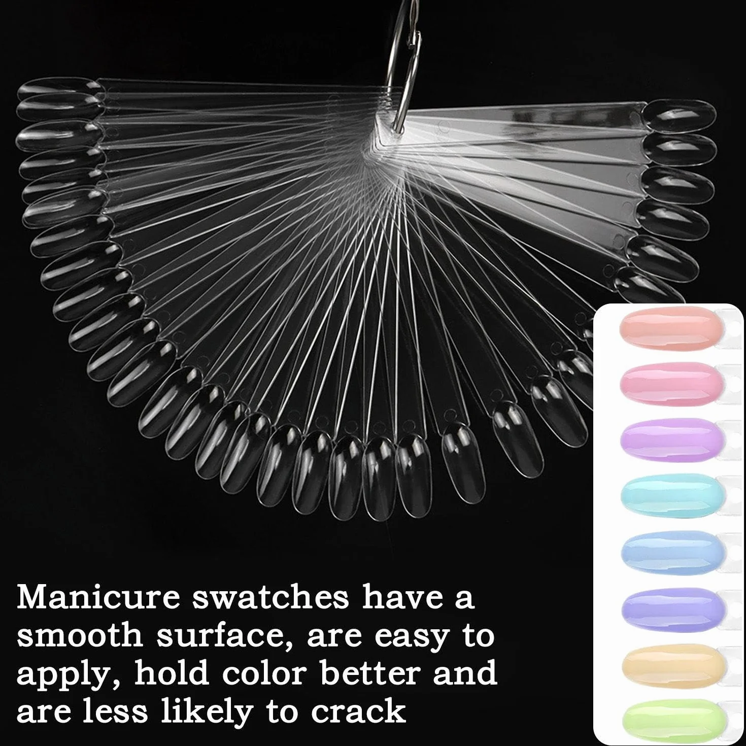 Tarjetas Transparentes De Color Para Uñas, 2 Pegatinas Digitales Impermeables, Pantryan En Forma De Abanico Con Anillos