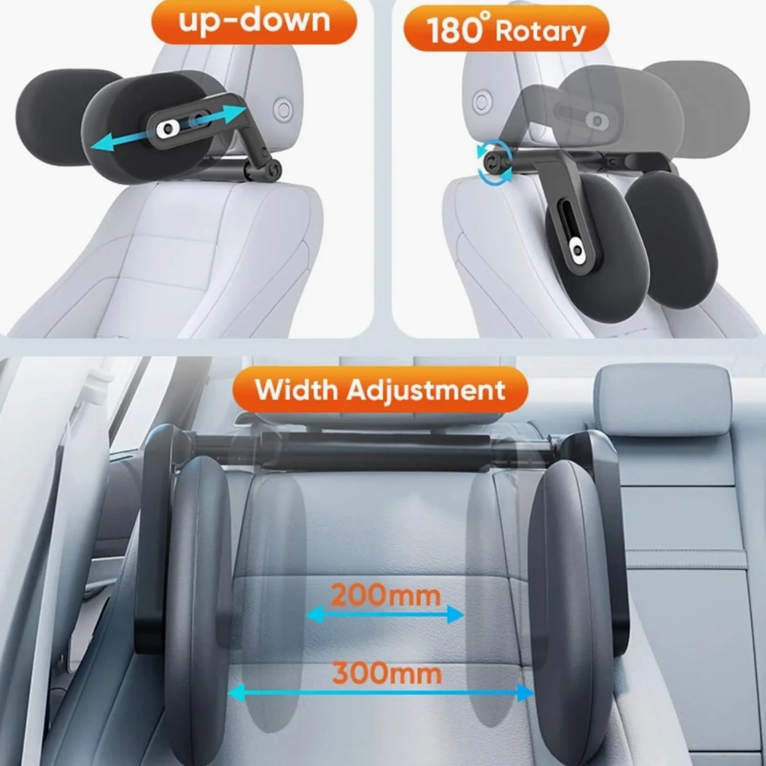 Reposacabezas Coche Cojin Almohada para reposacabezas de cuello coche, cojín para asiento, almohadilla espuma con memoria para dormir, soporte telescópico para cabeza lateral