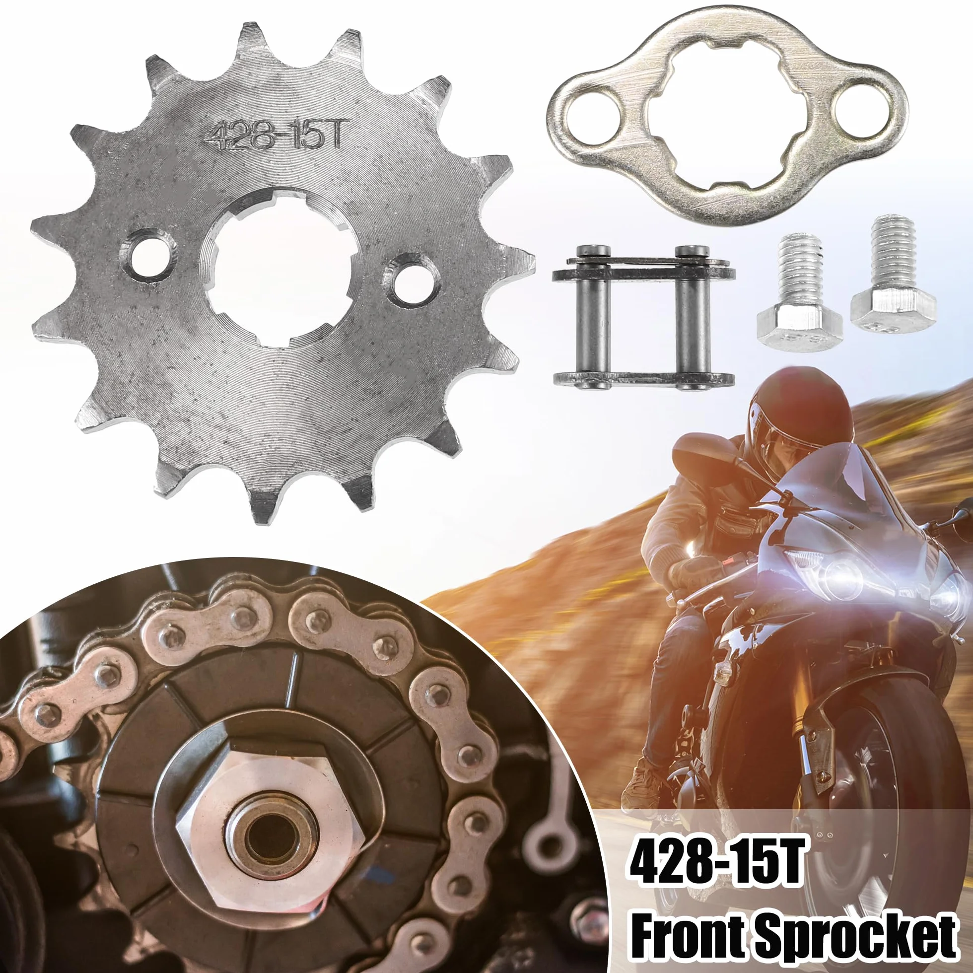 QUARKZMAN 1 Conjunto 428 15T 20mm Piñón Delantero de Motor para Moto de Cross Minimoto ATV