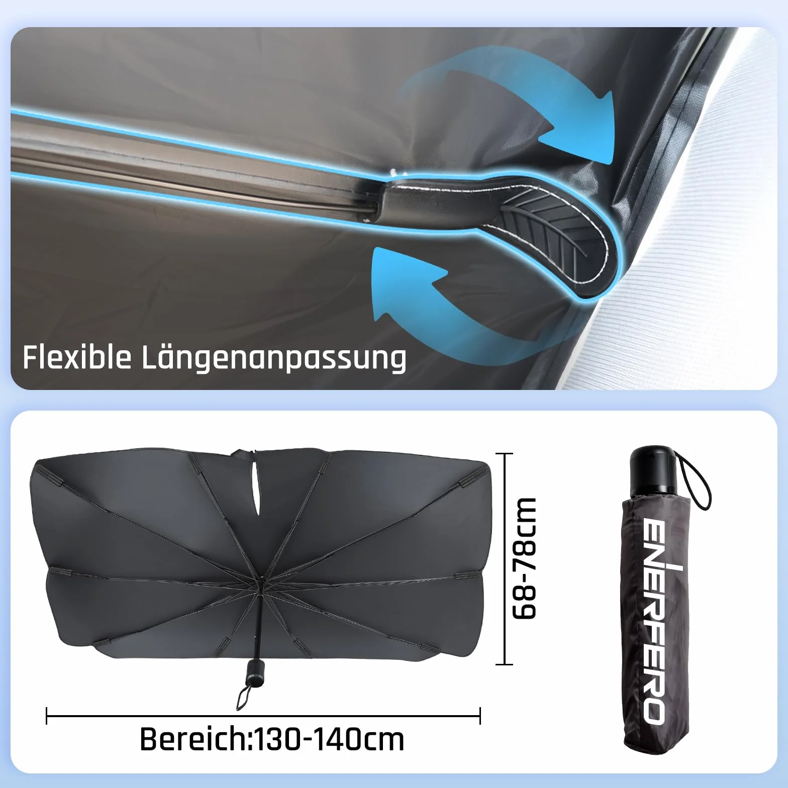 Parasol Coche Delantero 140x80cm 130x68cm Ajustable Protección UV Titanio Universal Sedán SUV Camioneta Plegable Portátil