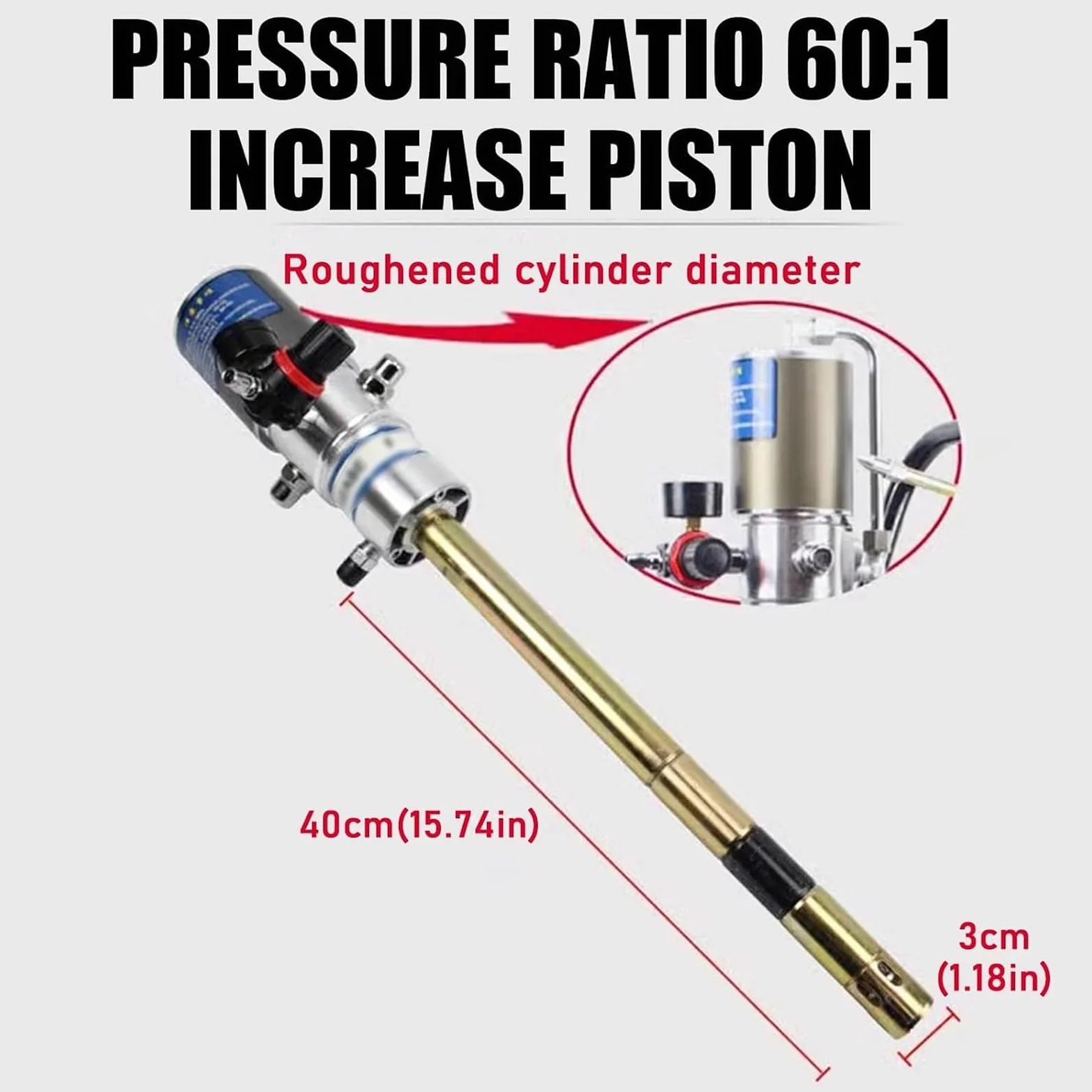 Bomba Neumática de Grasa 60:1, Lubricación de Alta Eficiencia | Presión Ajustable, Caudal de Aceite de 0,85 L/min, para Maquinaria y Equipos de Construcción