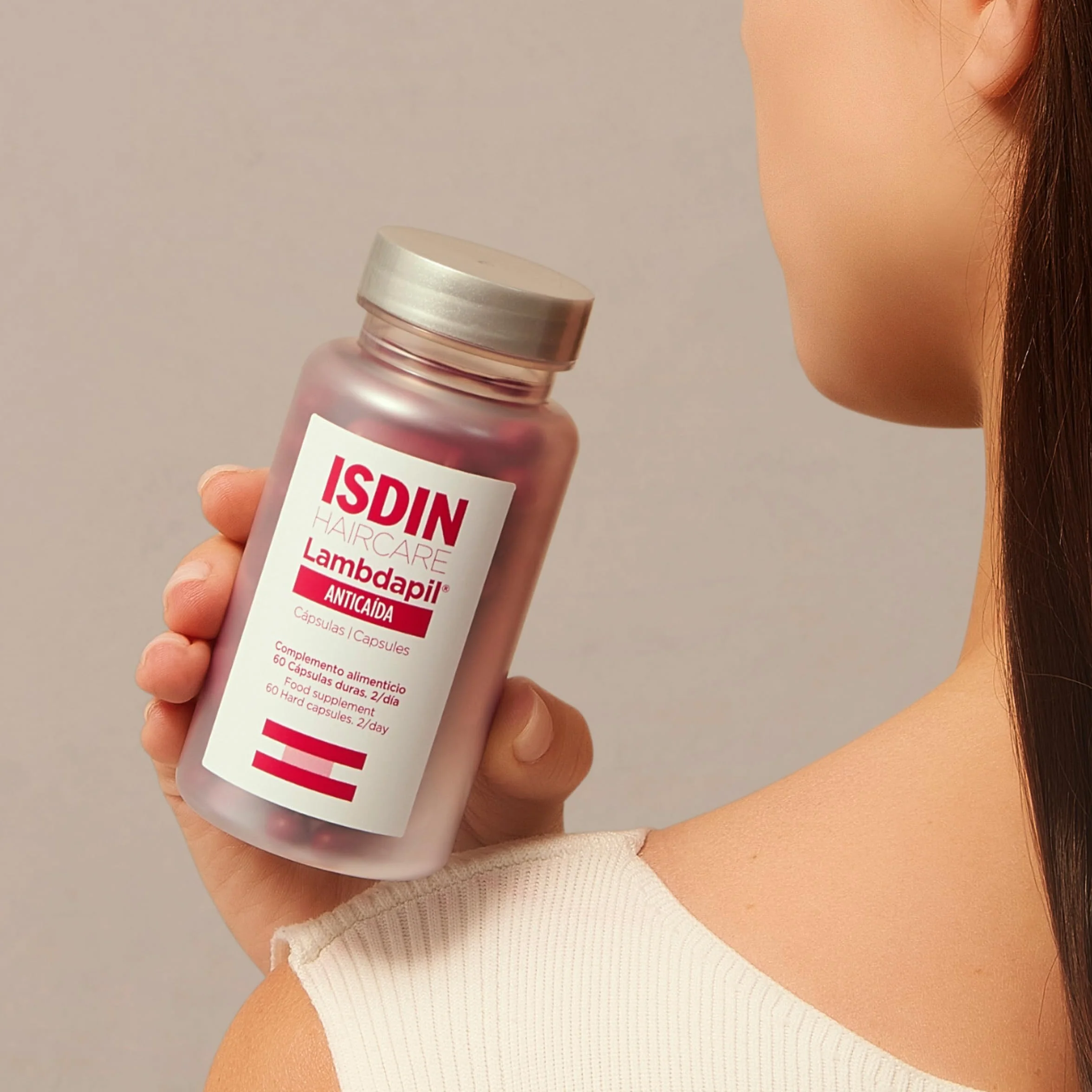 ISDIN Lambdapil 5 Alfa Plus 60 Cápsulas Anticaída del Cabello Complemento Alimenticio Zinc Biotina Serenoa repens Vitaminas Grupo B