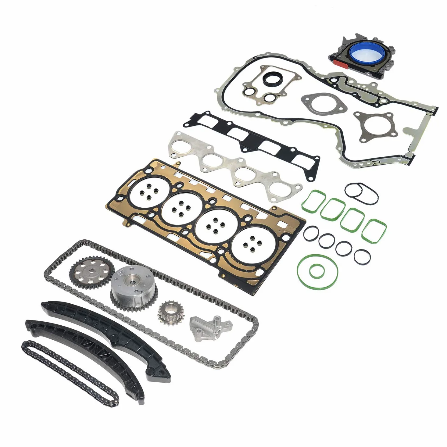 Bisenya Kit de cadena de distribución VVT y juntas de cubierta de cabeza compatibles con 1.4 TSI CAX CAV CTH BKG AXU 1.6 FSI BLP 03C109287G 03C109287F