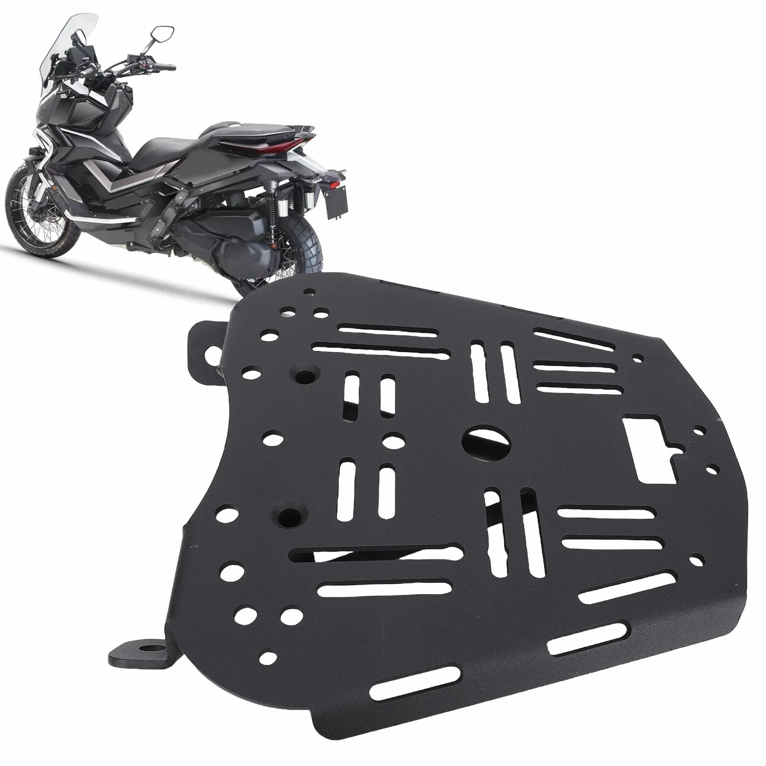 Yctze Caja Placa Base Soporte de Motocicleta Rejilla de Equipaje de Montaje en de Acero de Acero Desmontable de Carbono Inferior para Zontes 368g 501g con Acabado Negro